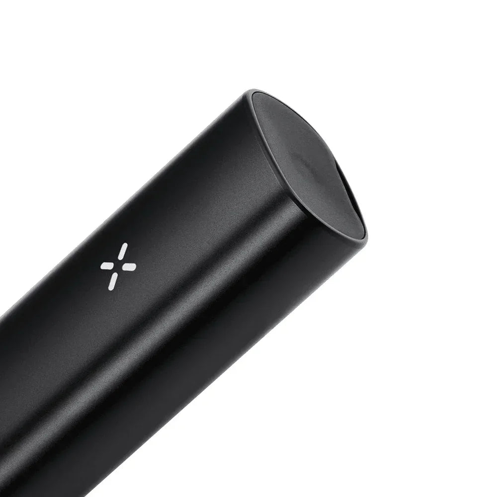 Black portable vaporizer pen with minimalist design and LED indicator