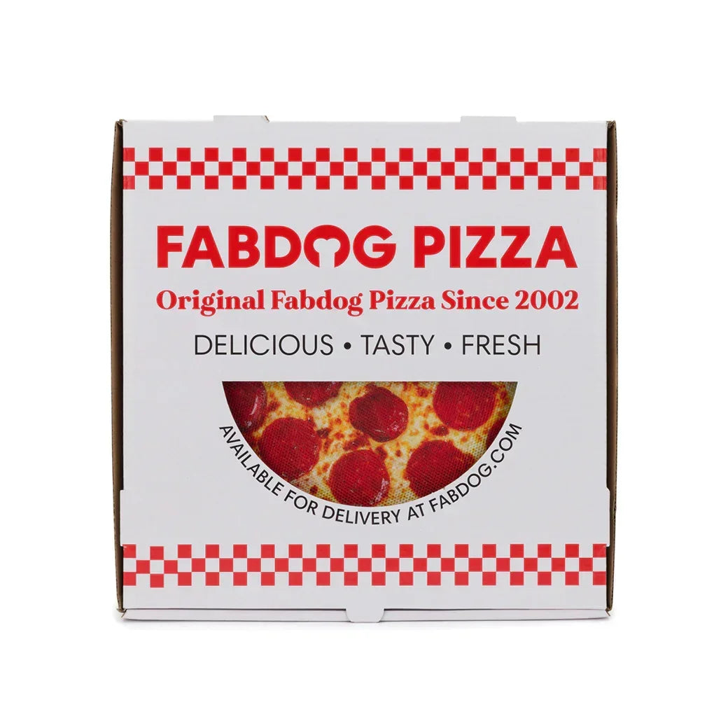 Fabdog Pizza box with pepperoni pizza design, white and red checkered packaging