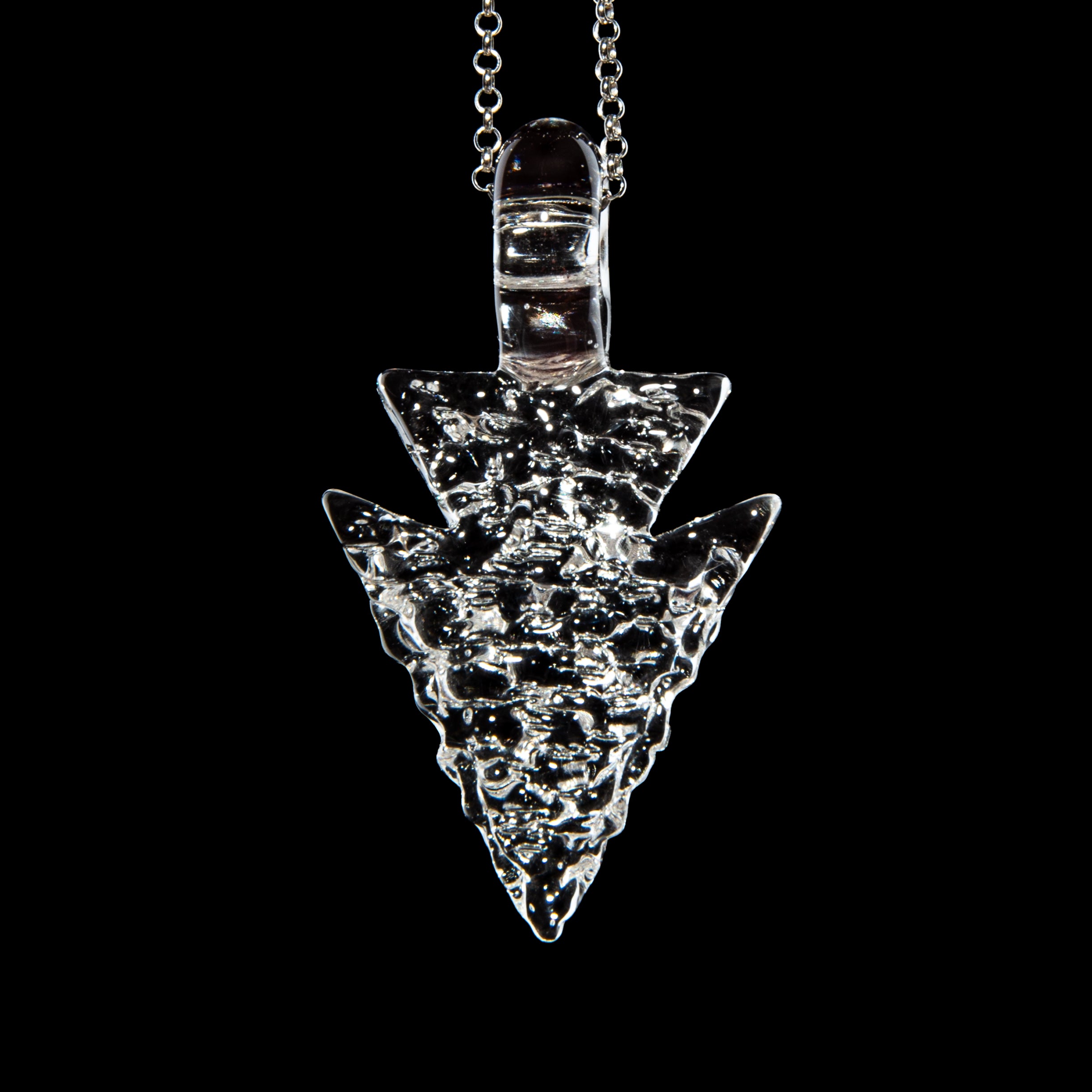 Elks That Run - Electric Flamingo UV Arrowhead Pendant
