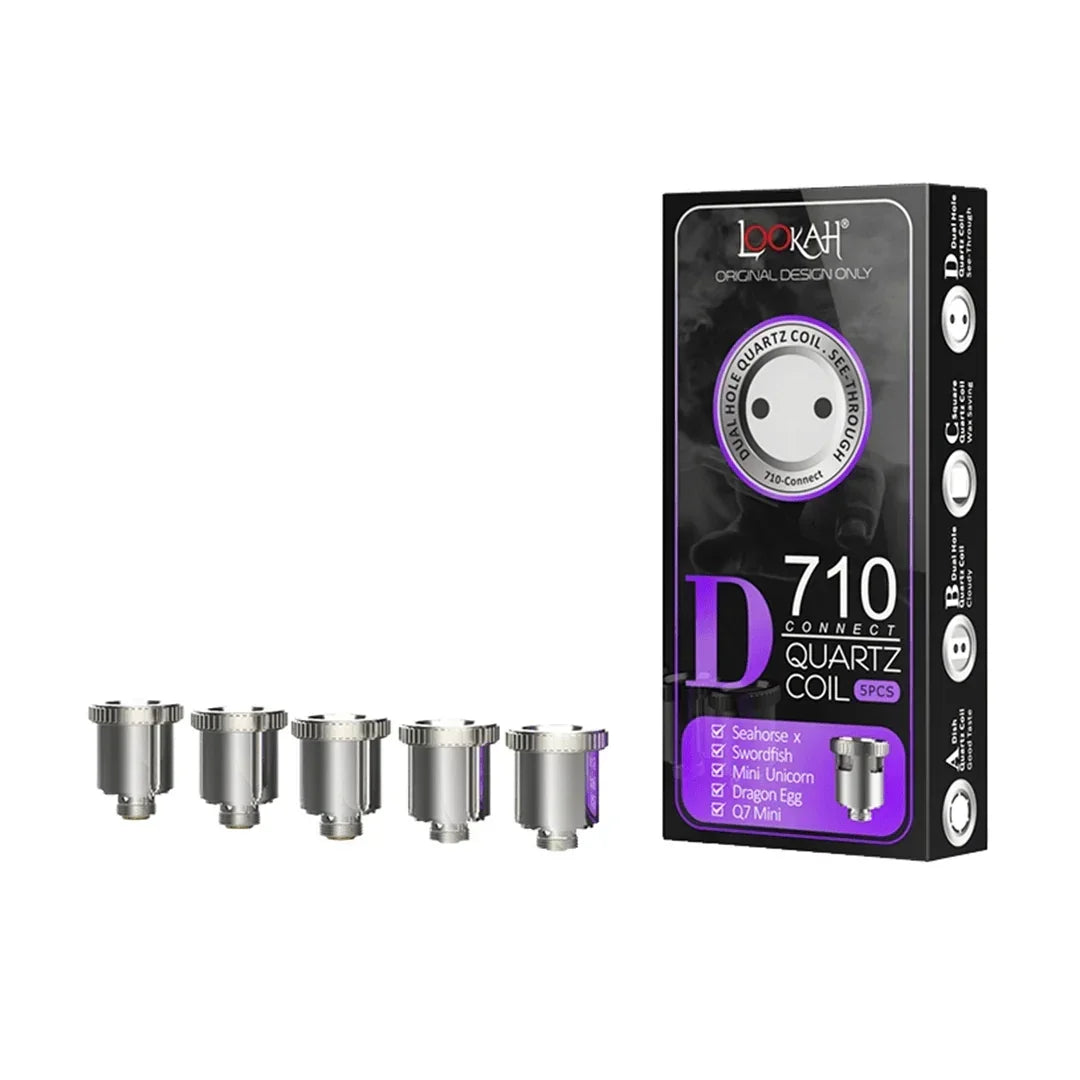 Lookah 710 quartz coil 5-pack with metal coils for vaporizers, compatible with Seahorse X and Swordfish.