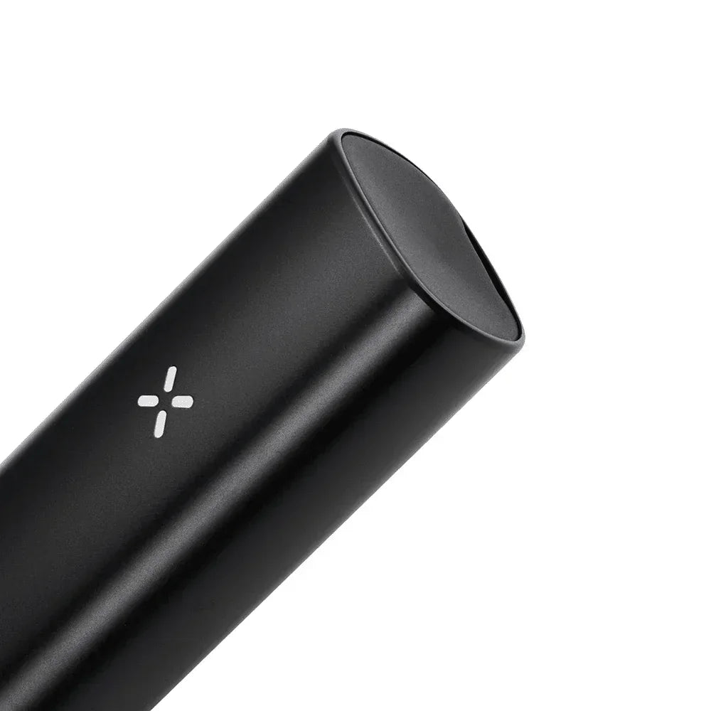 Black portable vaporizer device with minimalist design and LED indicator