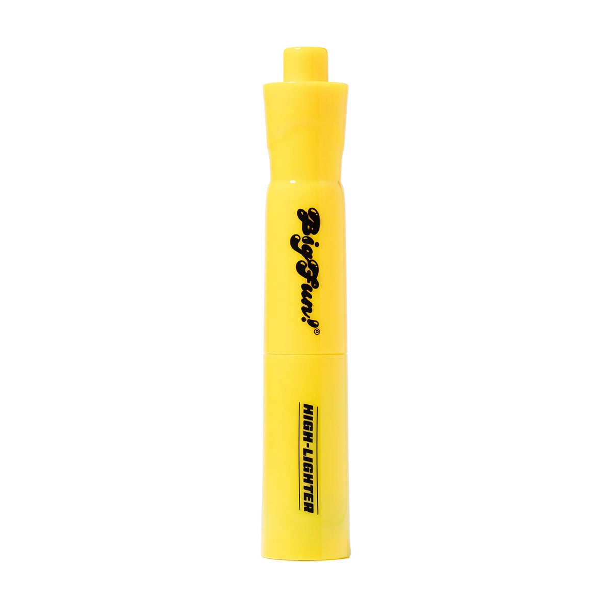 Yellow Big Fun high-lighter shaped pipe accessory on white background