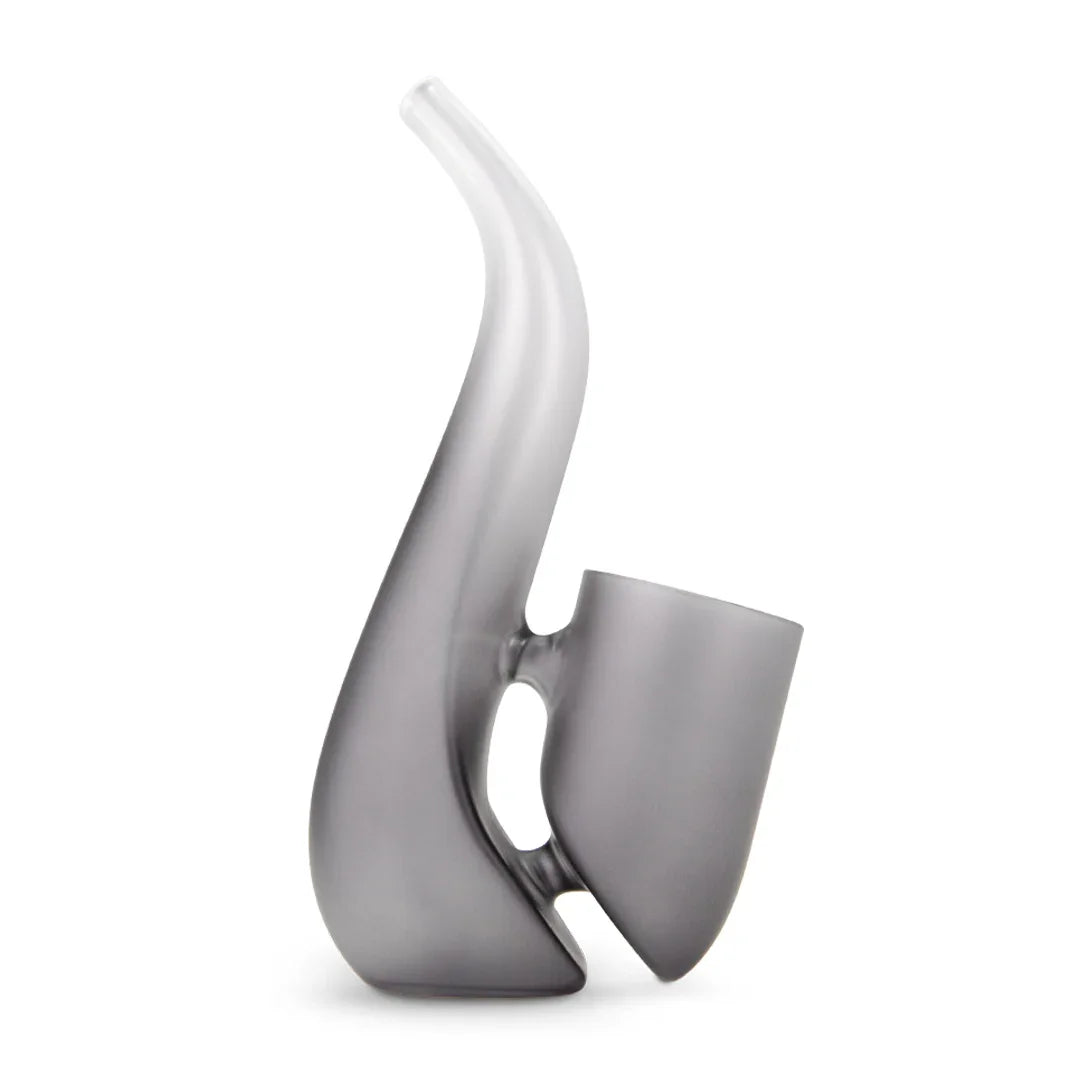 Modern frosted glass hand pipe with sleek curved design, ideal for smoking enthusiasts