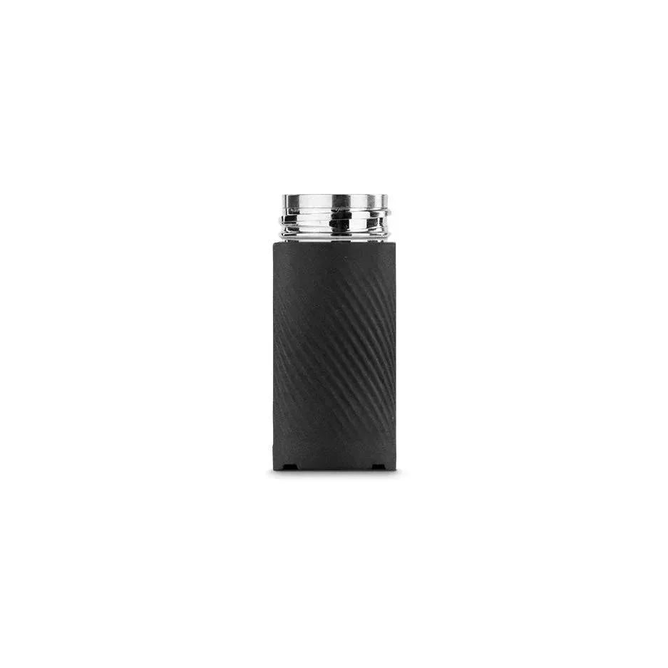 Black and silver Puffco vaporizer accessory attachment on white background