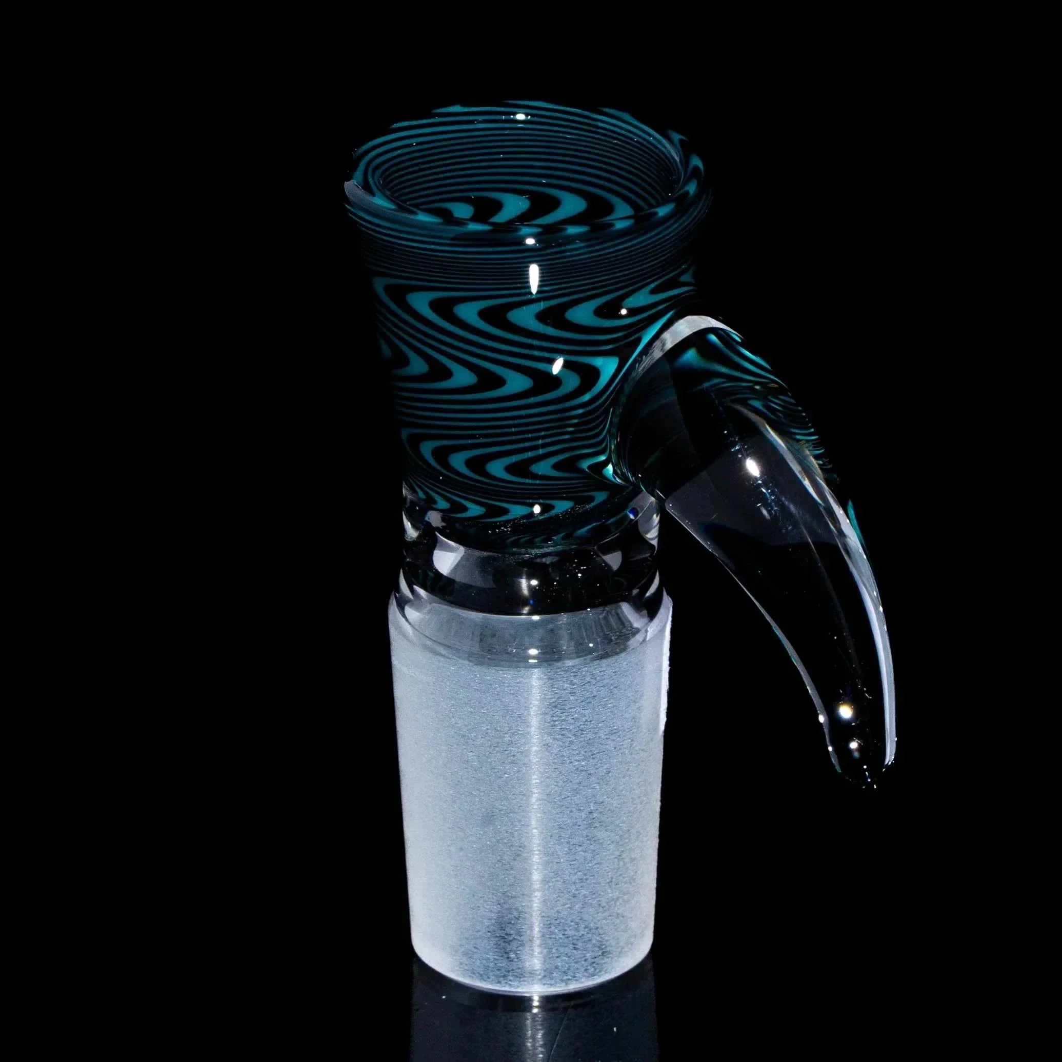 Glass Distractions - Black & Teal Wig Wag 18mm Flare Slide