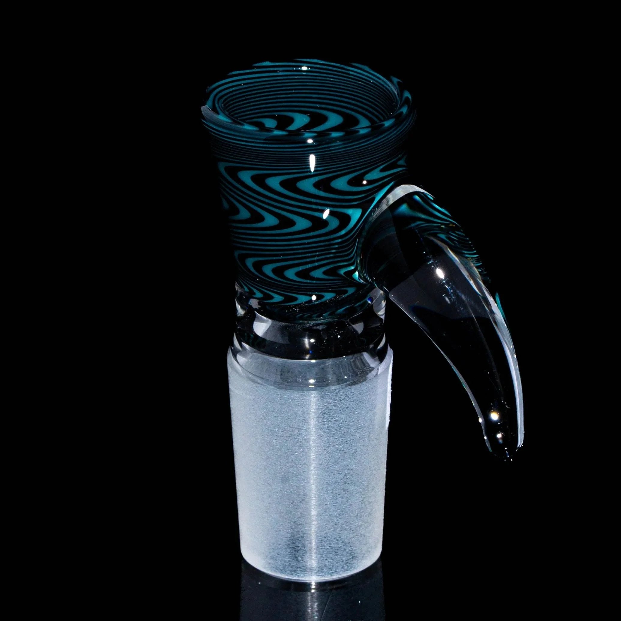 Glass Distractions - Black & Teal Wig Wag 18mm Flare Slide