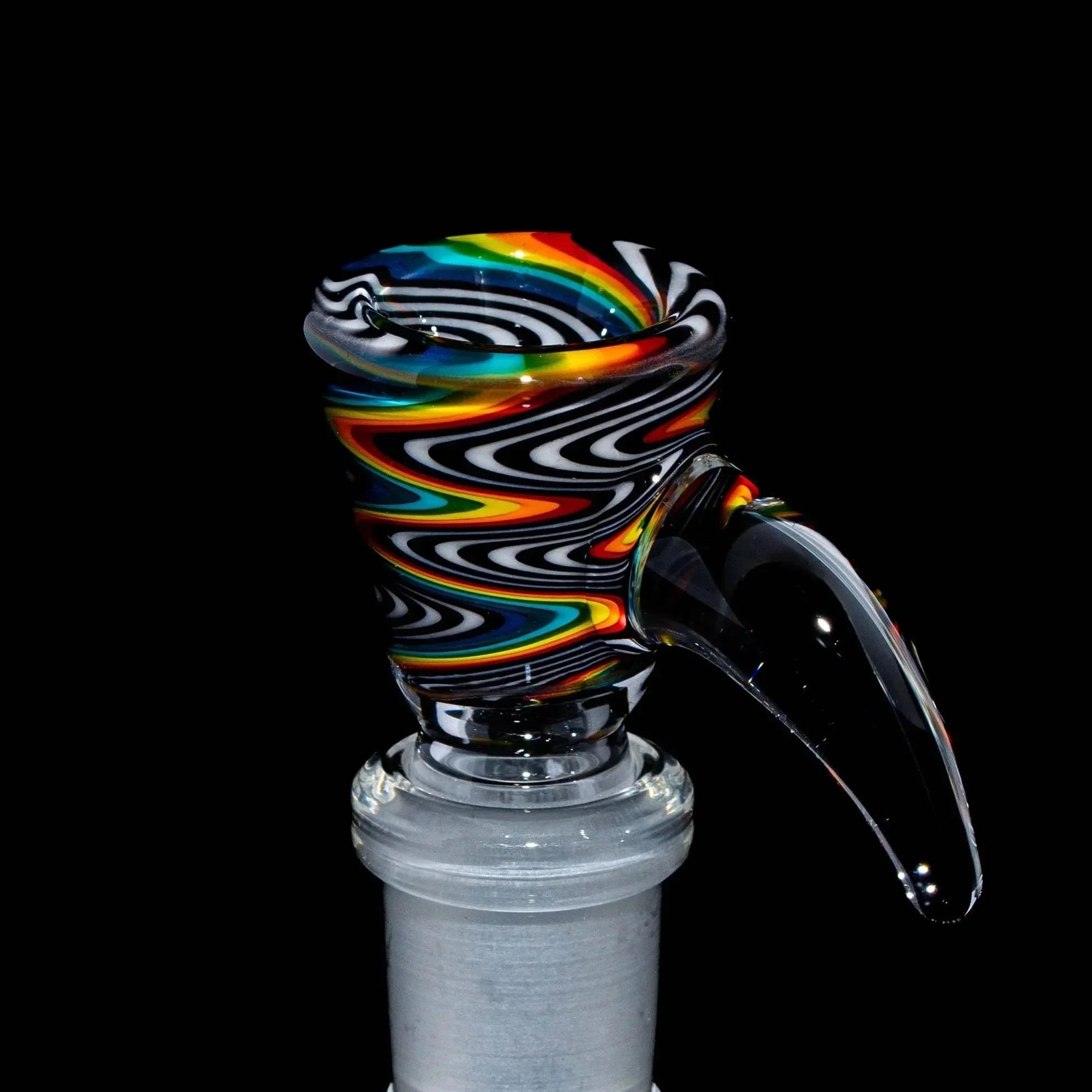 Glass Distractions - Black & White Rainbow Wig Wag 14mm Flare Slide