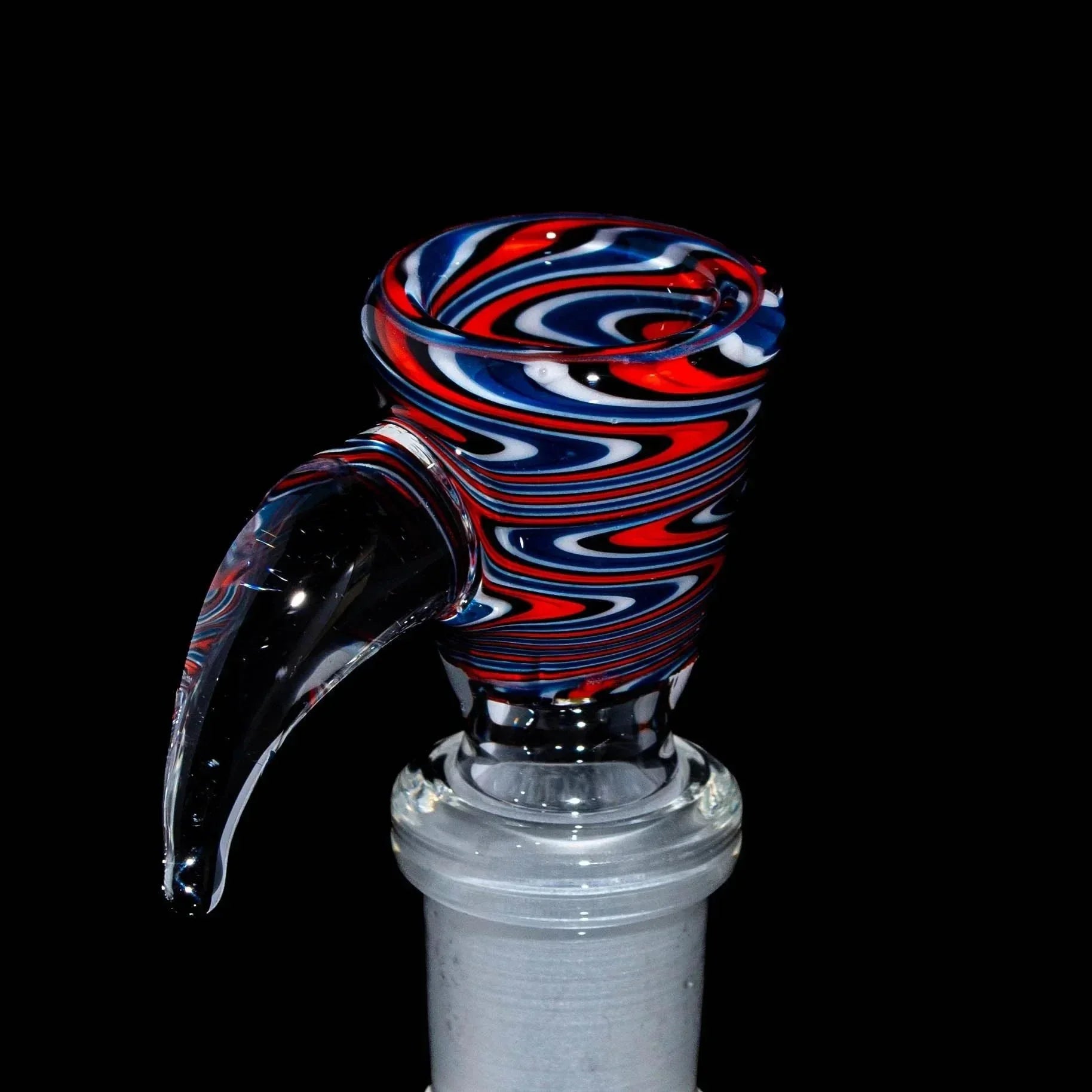 Glass Distractions - Blue, Orange & White Wig Wag 14mm Flare Slide