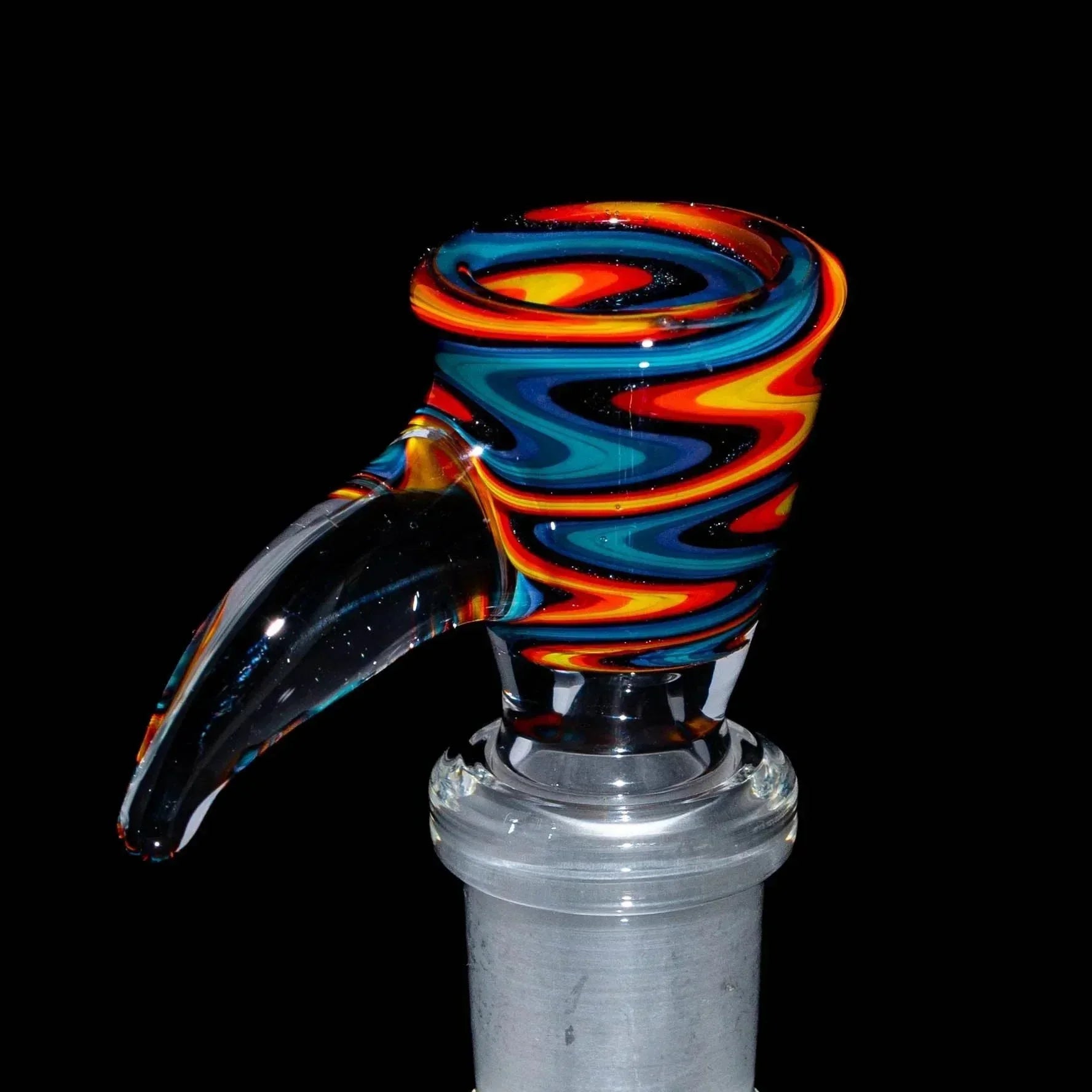 Purple blue orange wig wag 14mm glass slide bowl with clear handle for water pipe
