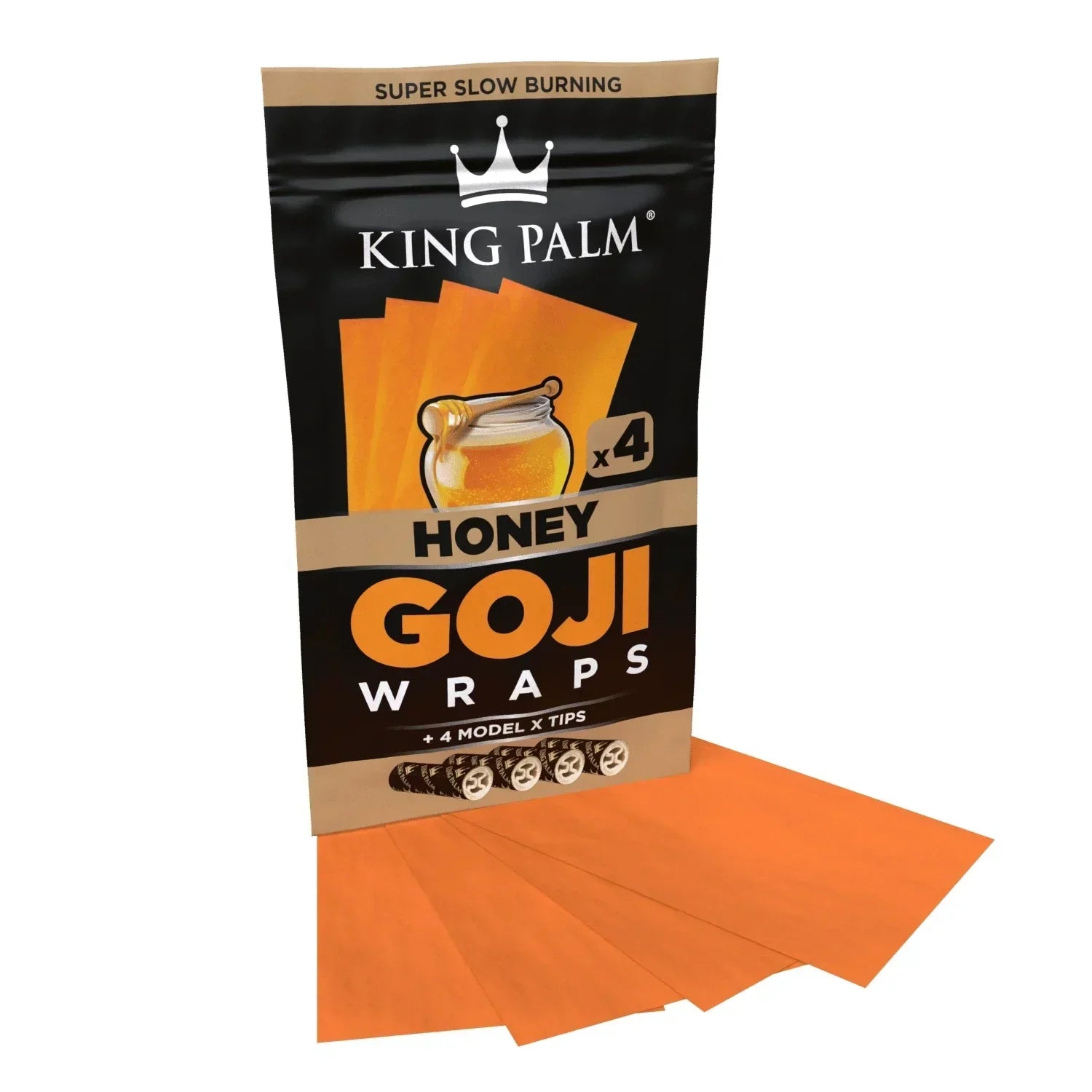 King Palm Honey Goji wraps pouch with orange wraps and model X filter tips