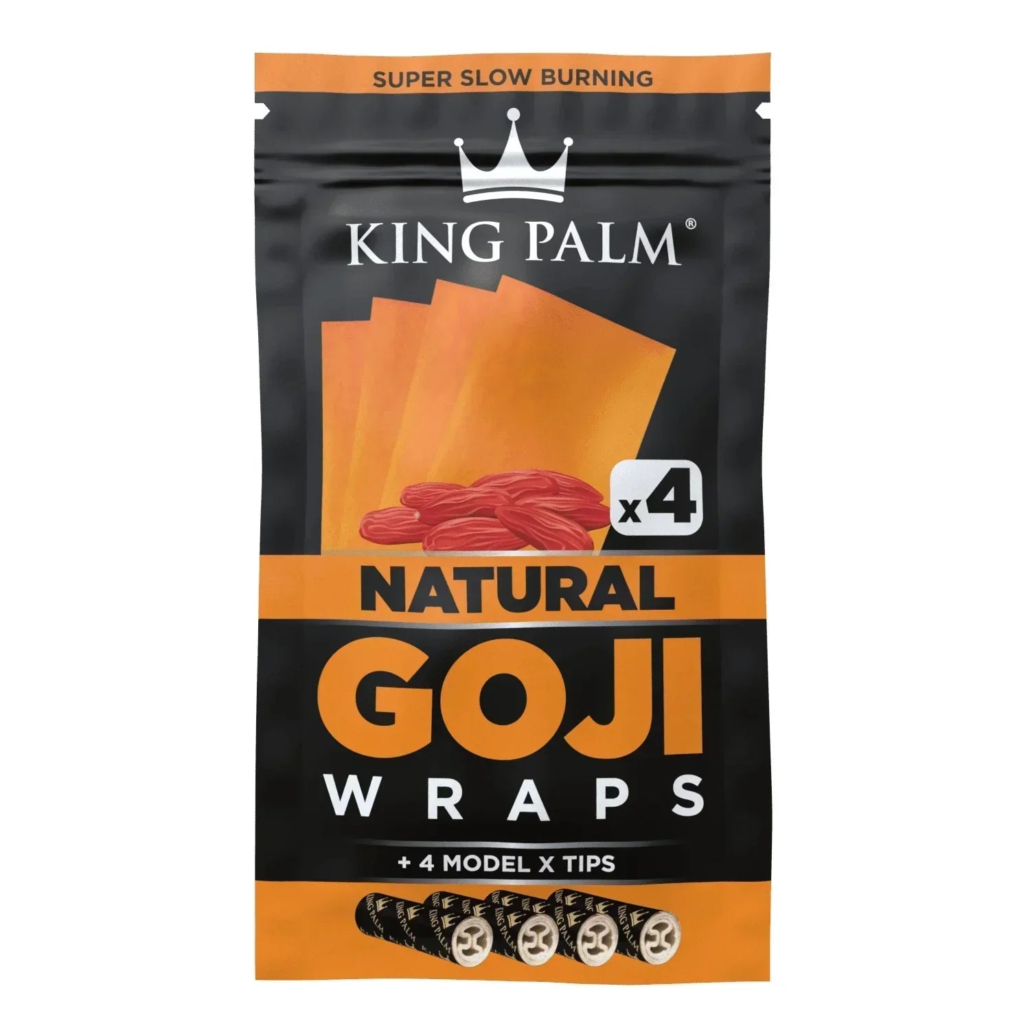 King Palm Natural Goji wraps pouch, 4 pack, super slow burning with tips