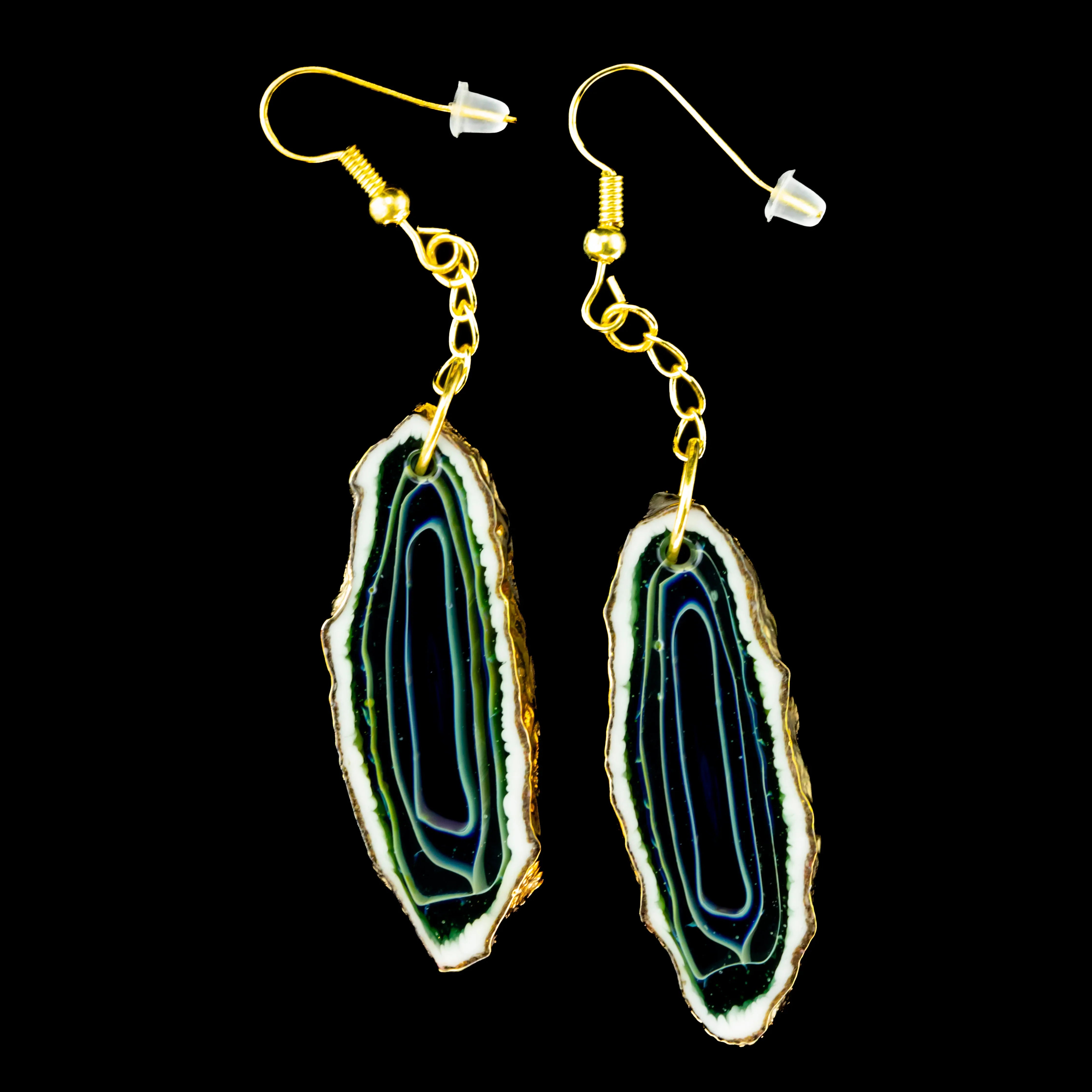 Green T - Golden Agate Elongated Earring Set