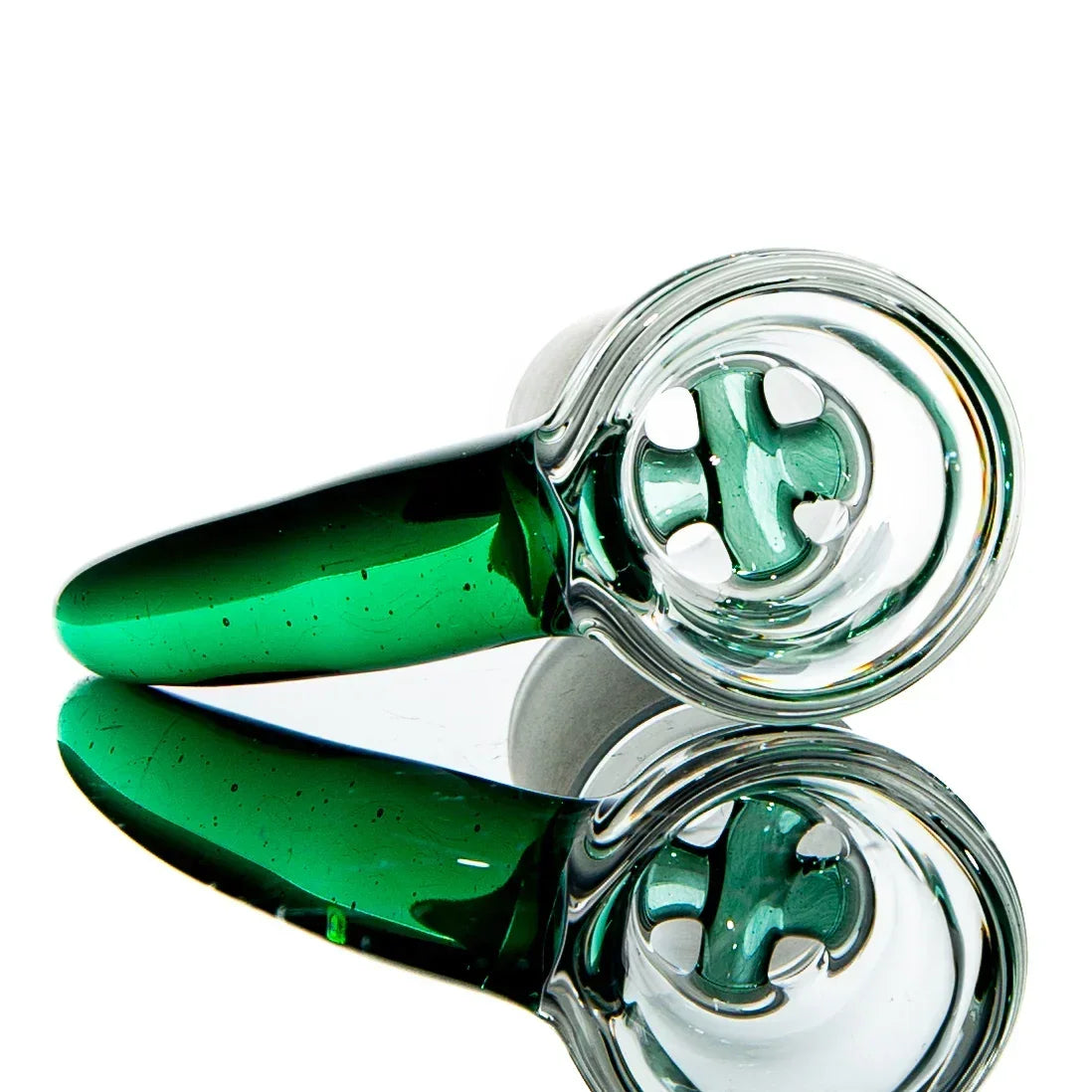 Green glass bowl slide with cross-style airflow holes for smoking accessories