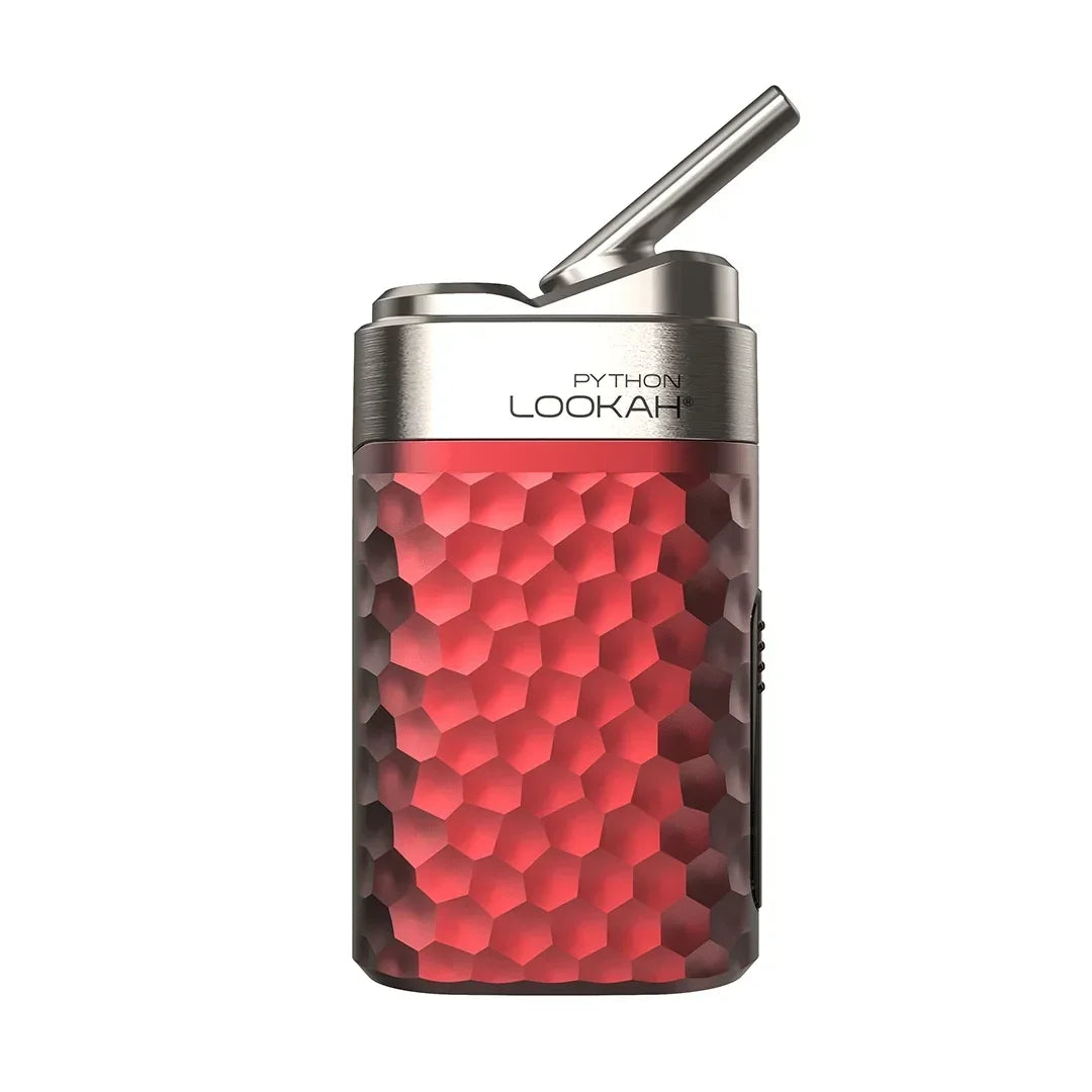 Red Lookah Python vaporizer with textured honeycomb design and stainless steel mouthpiece