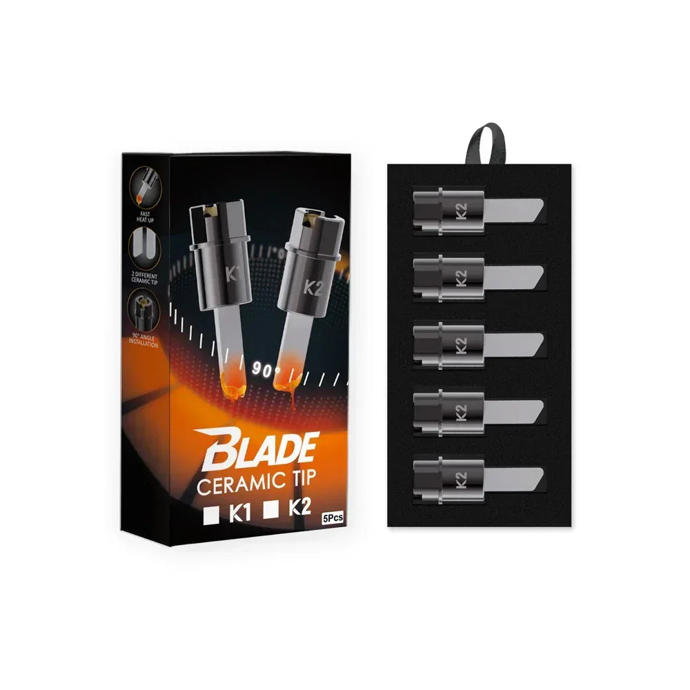 Blade ceramic tip replacement kit with five K2 vape tips in packaging