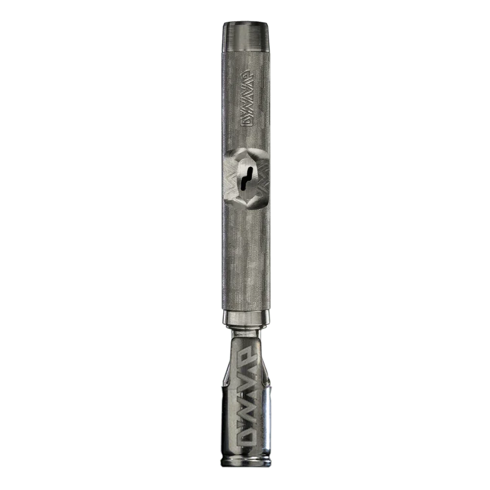 Stainless steel portable dry herb vaporizer pen on green background