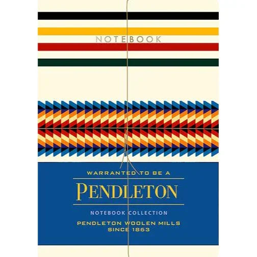 Pendleton patterned notebook with colorful geometric design and bold stripes on the cover.