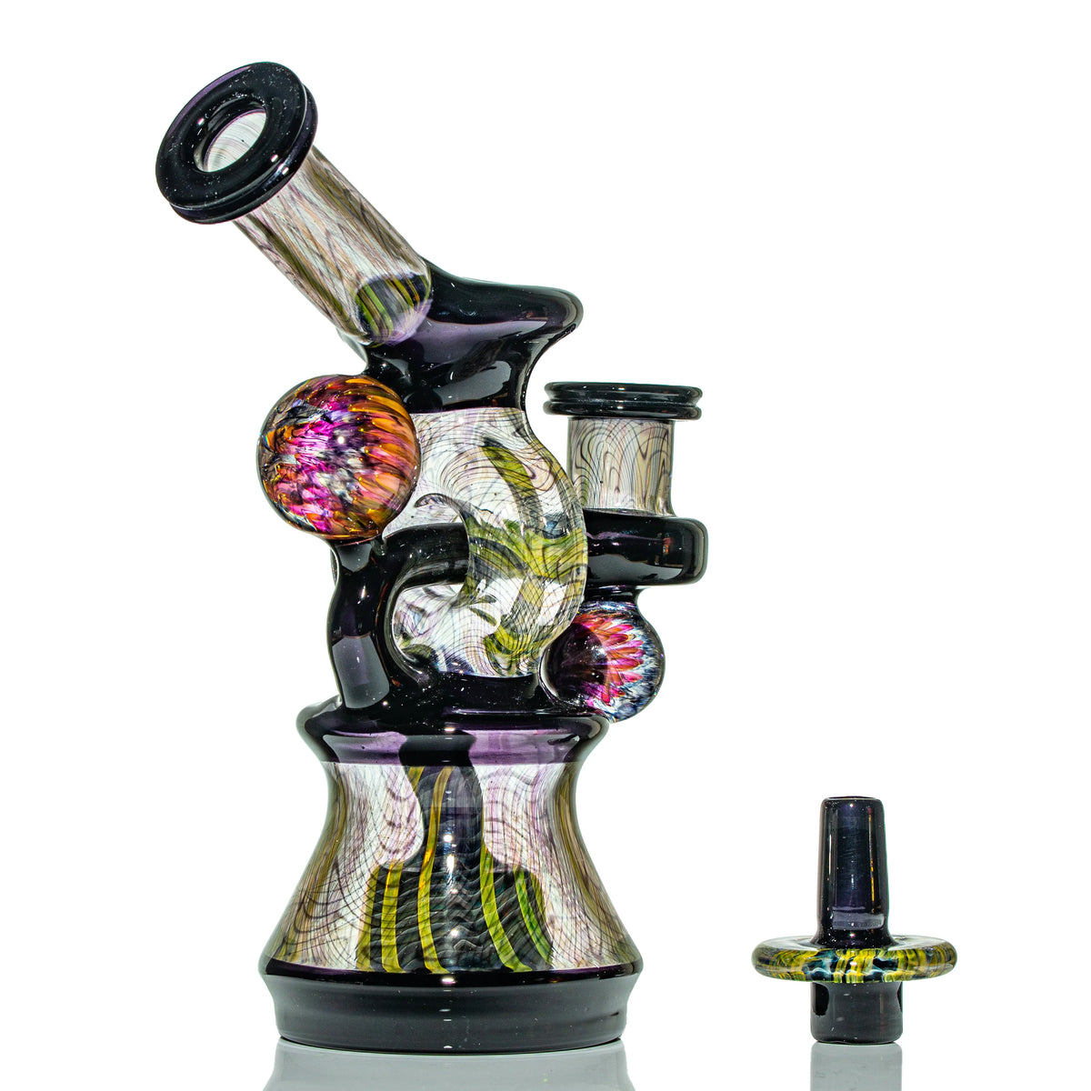 Hand-blown glass dab rig by JD Maplesden x Doomsday Glass