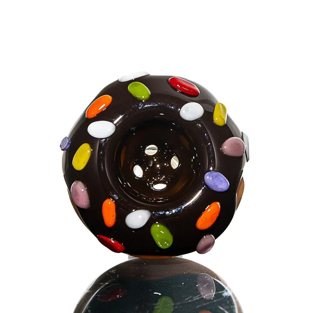 KGB Glass - Chocolate Frosted Sprinkle 14mm Four Hole Donut Slide