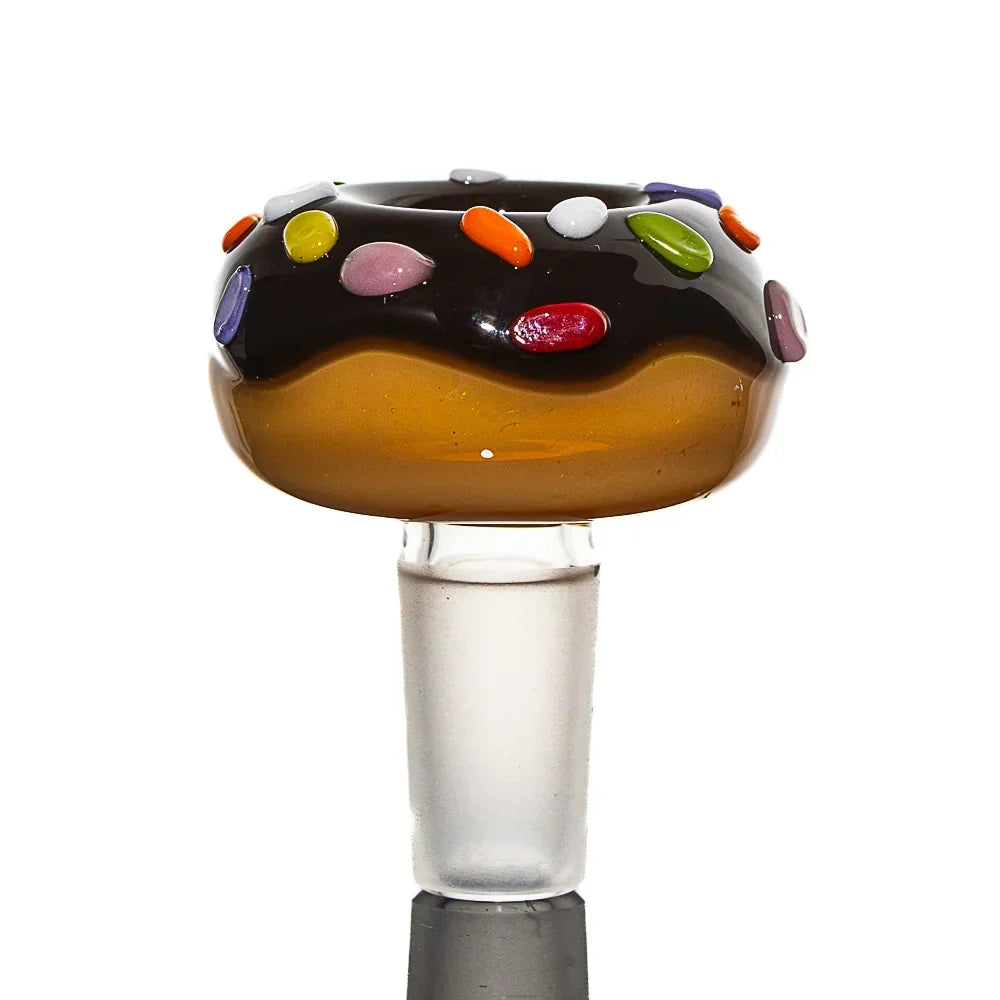 KGB Glass - Chocolate Frosted Sprinkle 14mm Four Hole Donut Slide