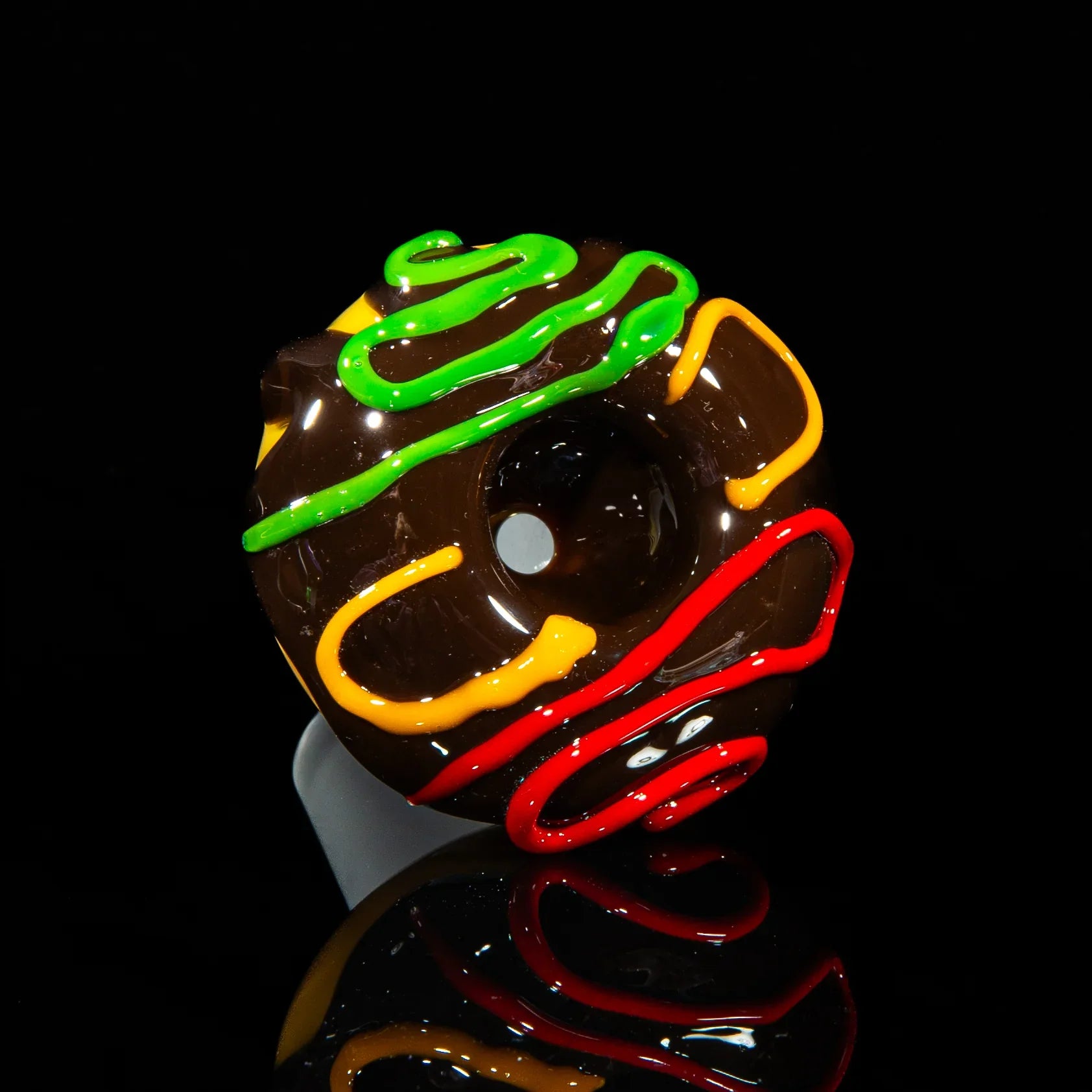 KGB Glass - Chocolate & Rasta Drizzle 18mm Slide