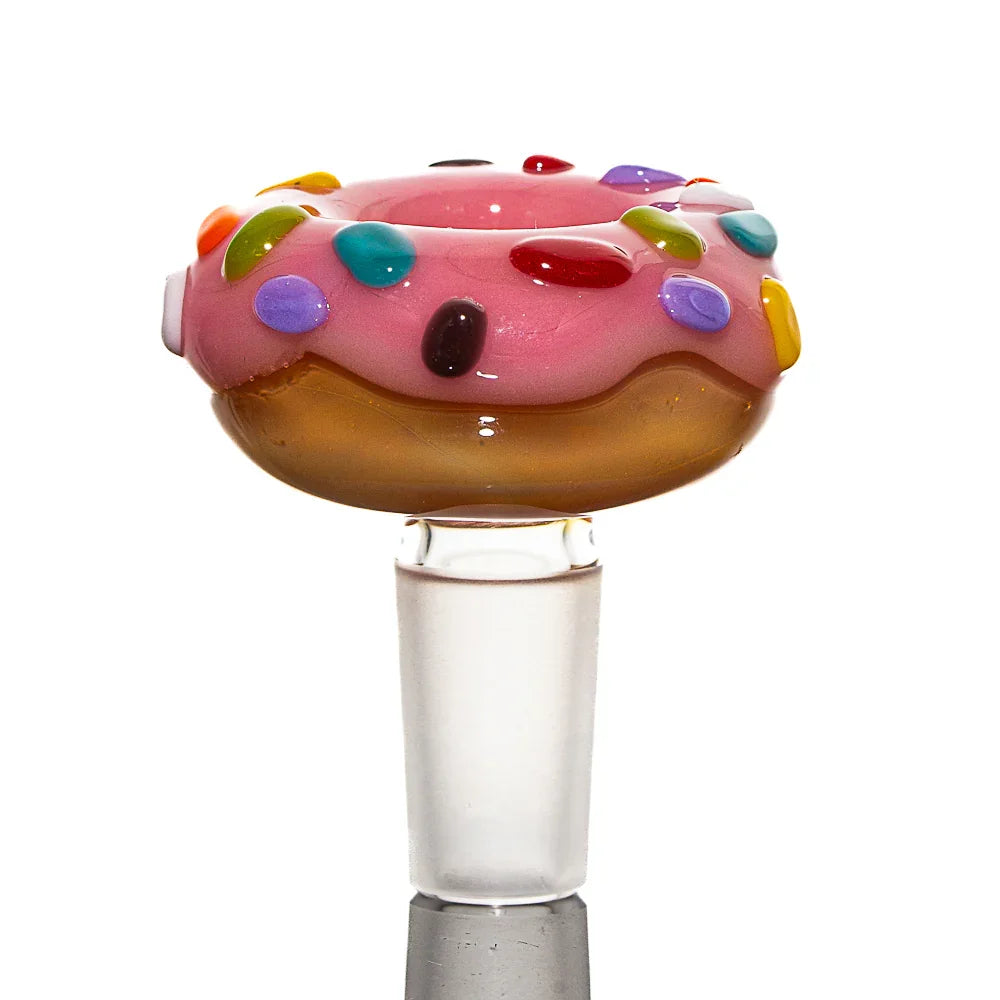 KGB Glass - Strawberry Frosted Sprinkle 14mm Four Hole Donut Slide
