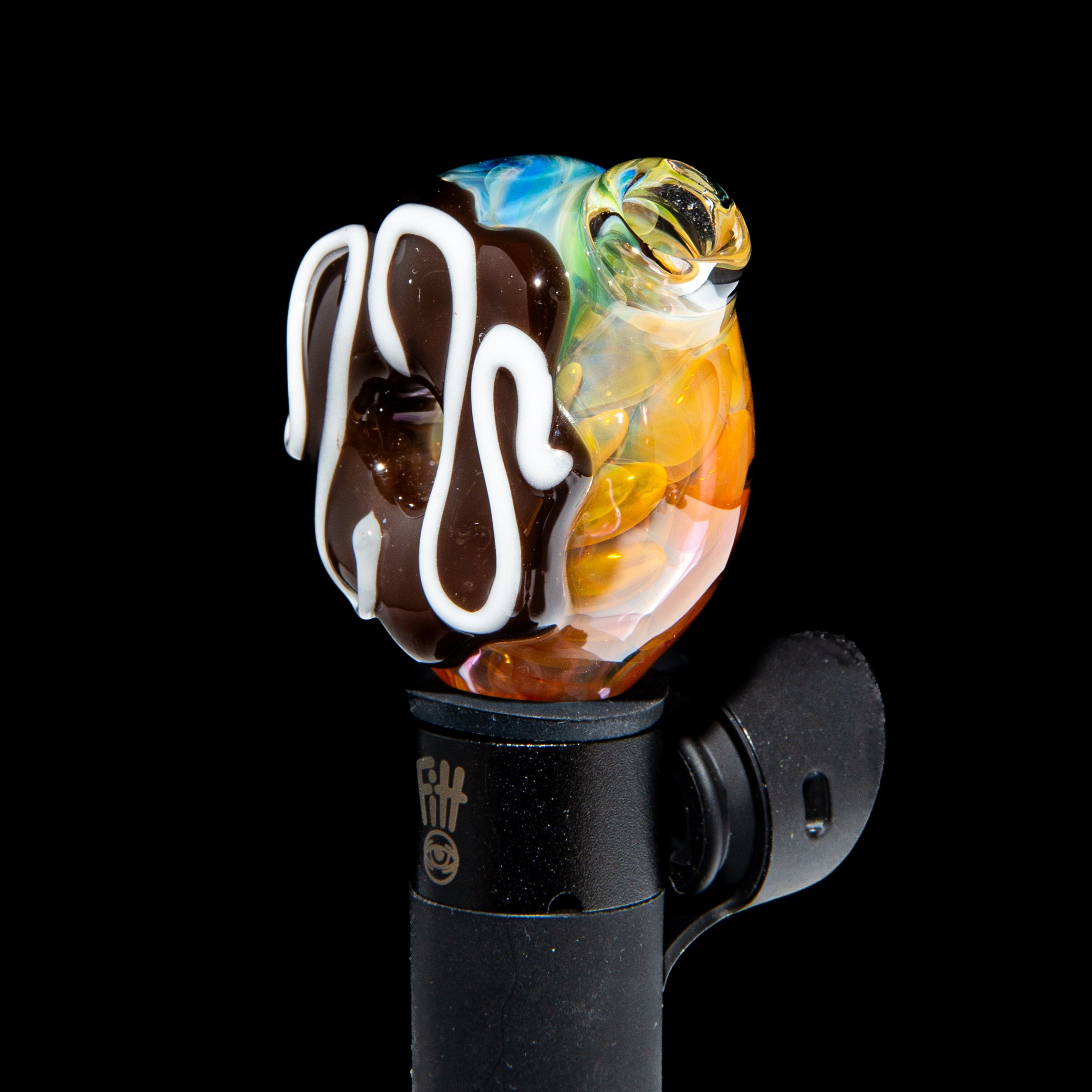 KGB Glass x Sarah Marblesbee - Chocolate & Vanilla Drizzle Fumed Donut Pivot Top