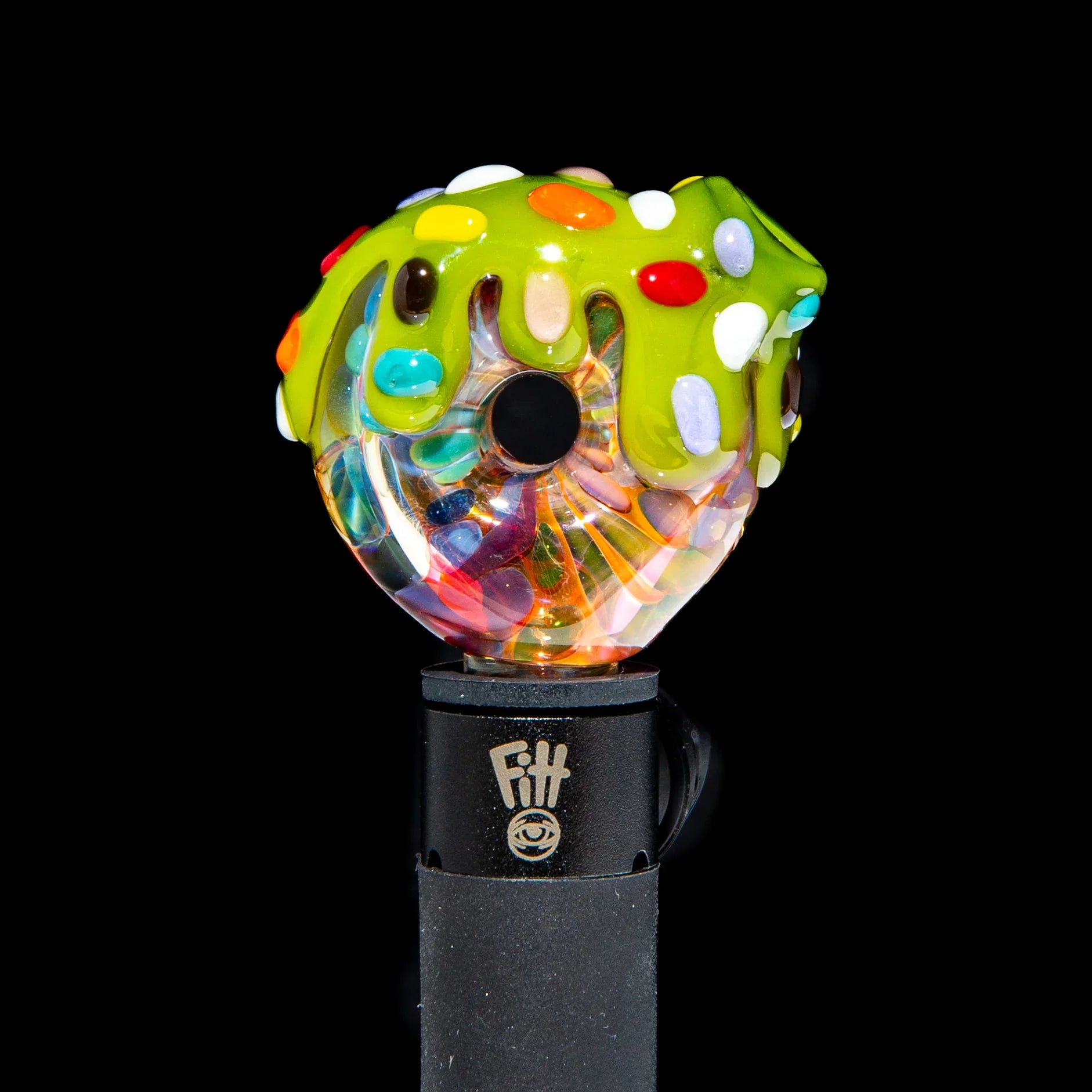 KGB Glass x Sarah Marblesbee - Pistachio Drip & Rainbow Sprinkles Fumed Donut Pivot Mouthpiece