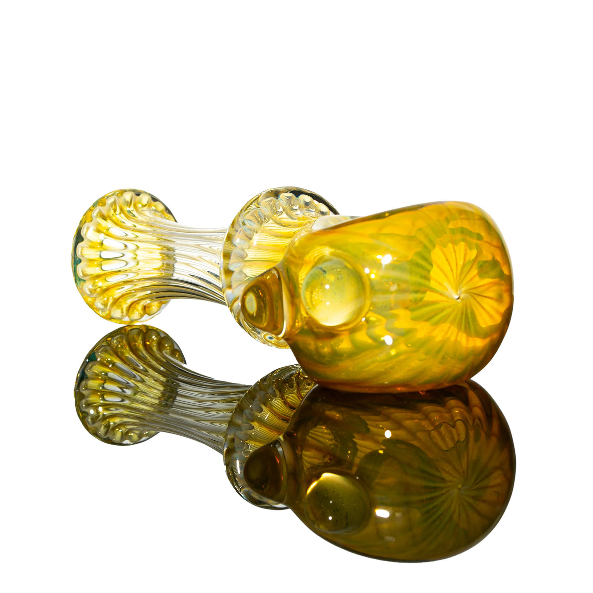 Hand-blown glass Silver Fume Spoon by Kevin Beecher