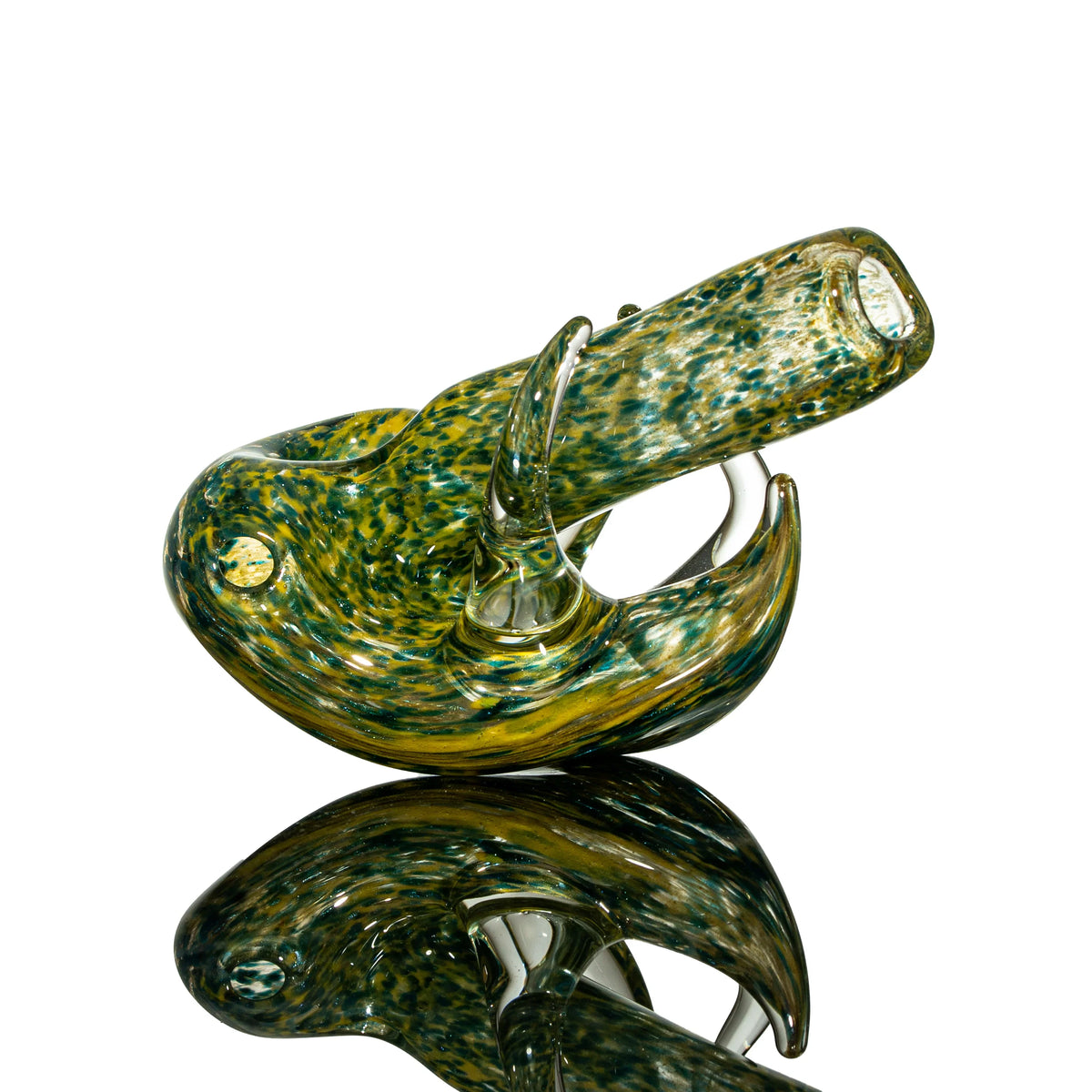 Hand-blown glass Yellow & Blue Rocker Spoon by Kevin Beecher
