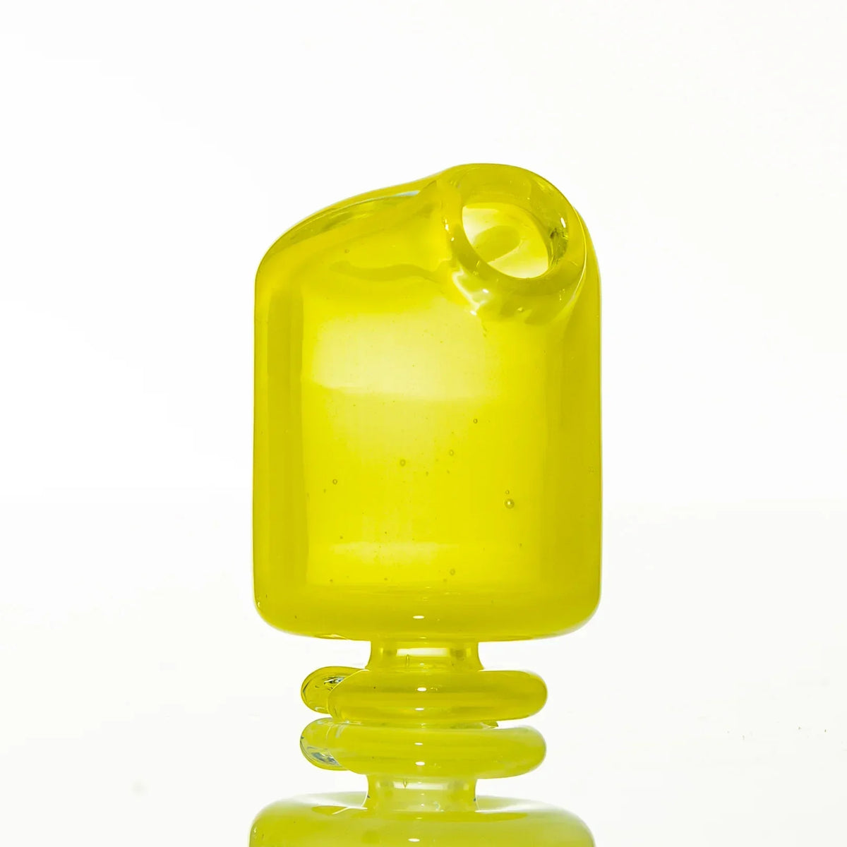 chartreuse yellow glass pivot mouthpiece with pearl design on white background