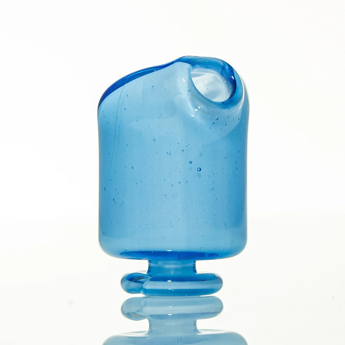 Blue glass pivot mouthpiece with pearl detail for vaporizer or water pipe