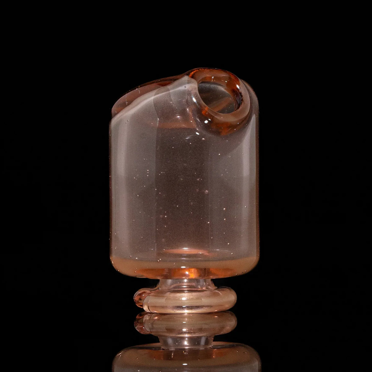 Iridescent glass pivot mouthpiece with pearl accent on black background