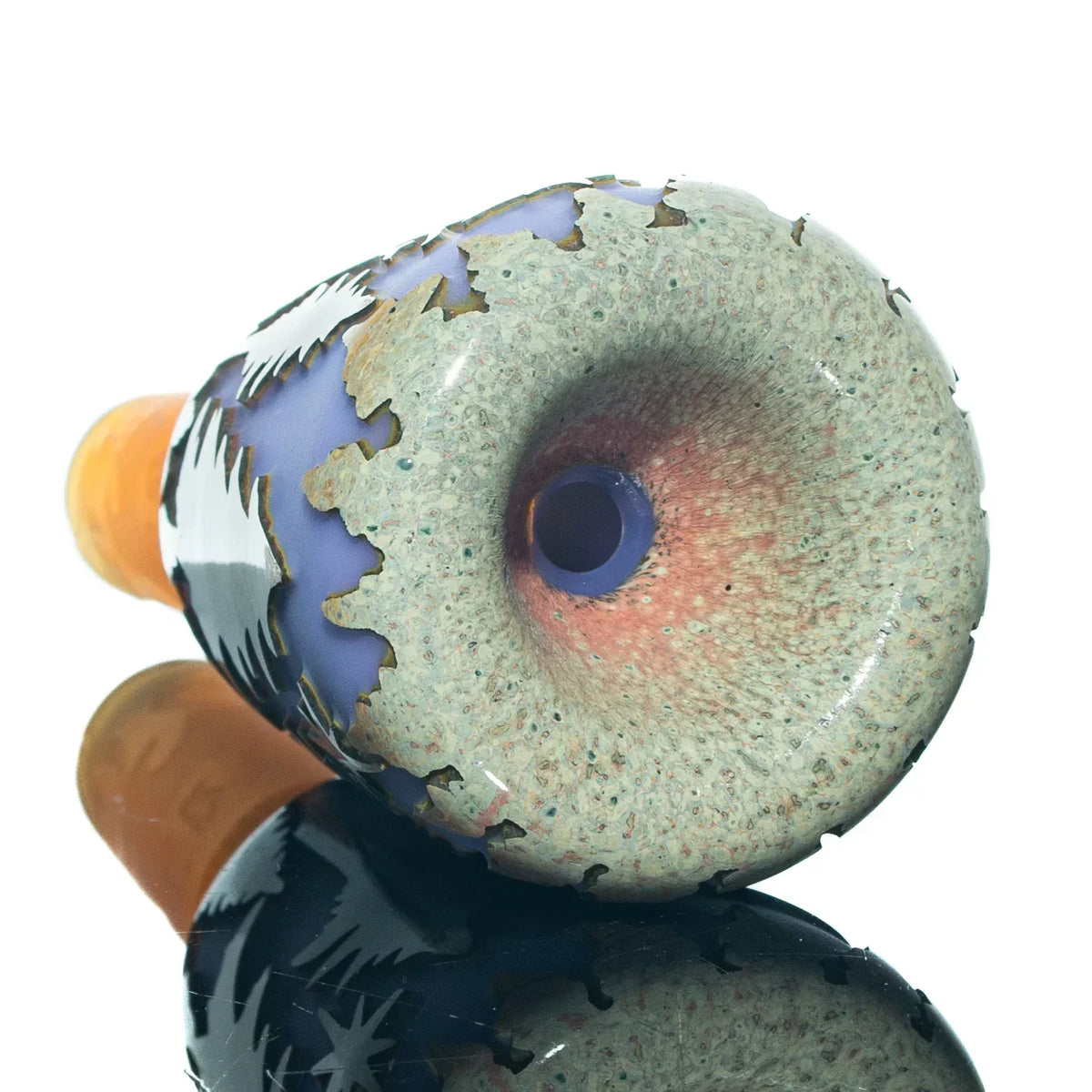 14mm Milky Purple Forest glass slide with textured bowl and colorful pattern