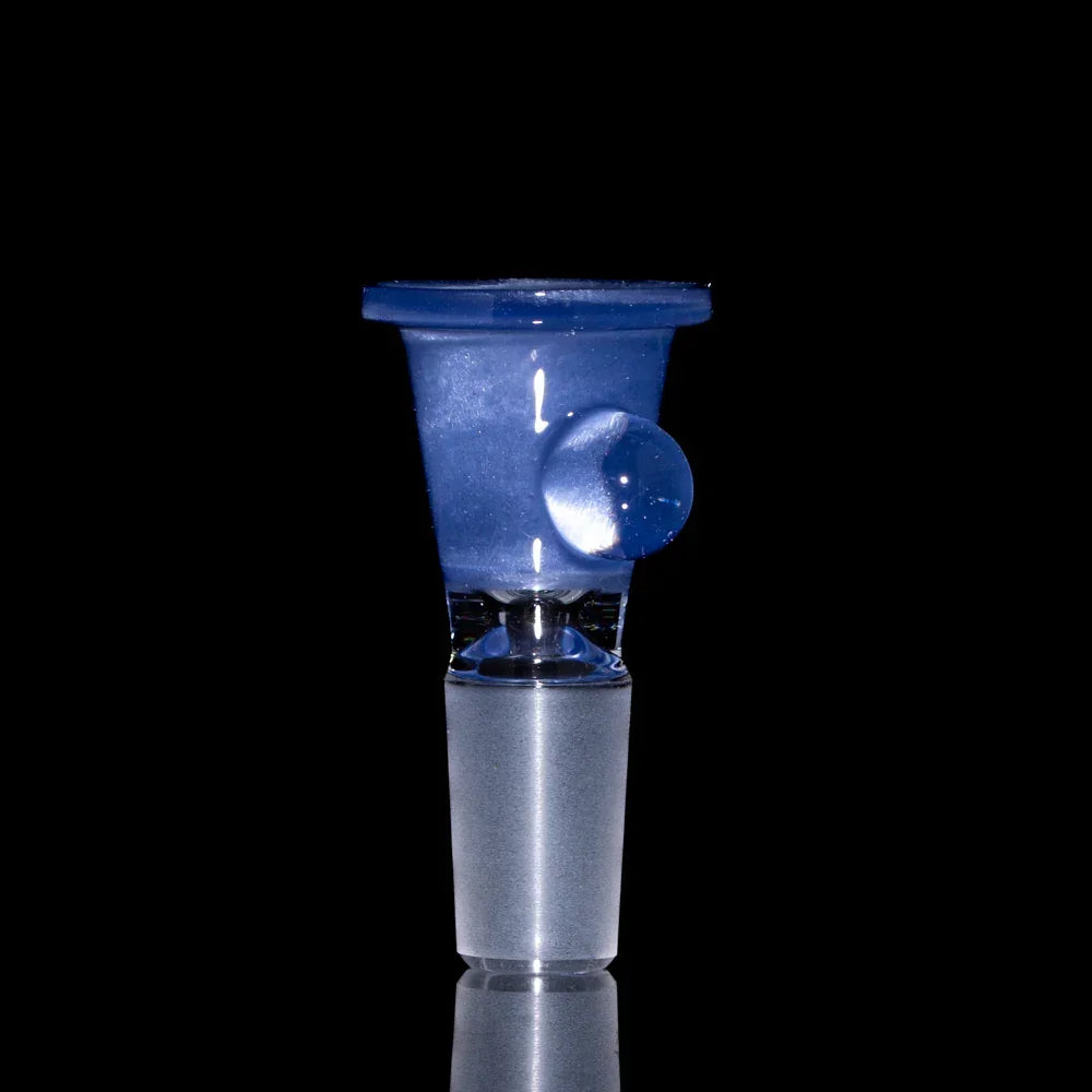 14mm blue glass slide bowl with marble detail for water pipes, displayed on black background