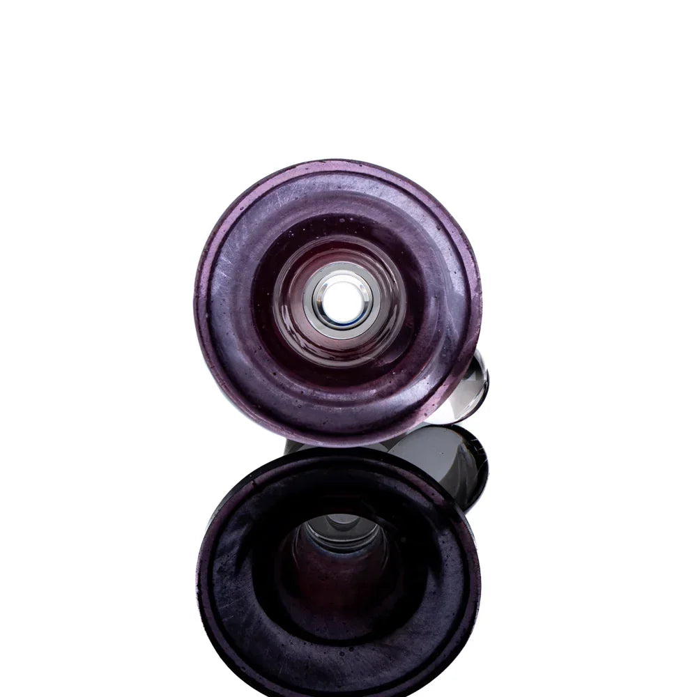 Purple 14mm glass slide bowl with flared rim and reflection, viewed from the top