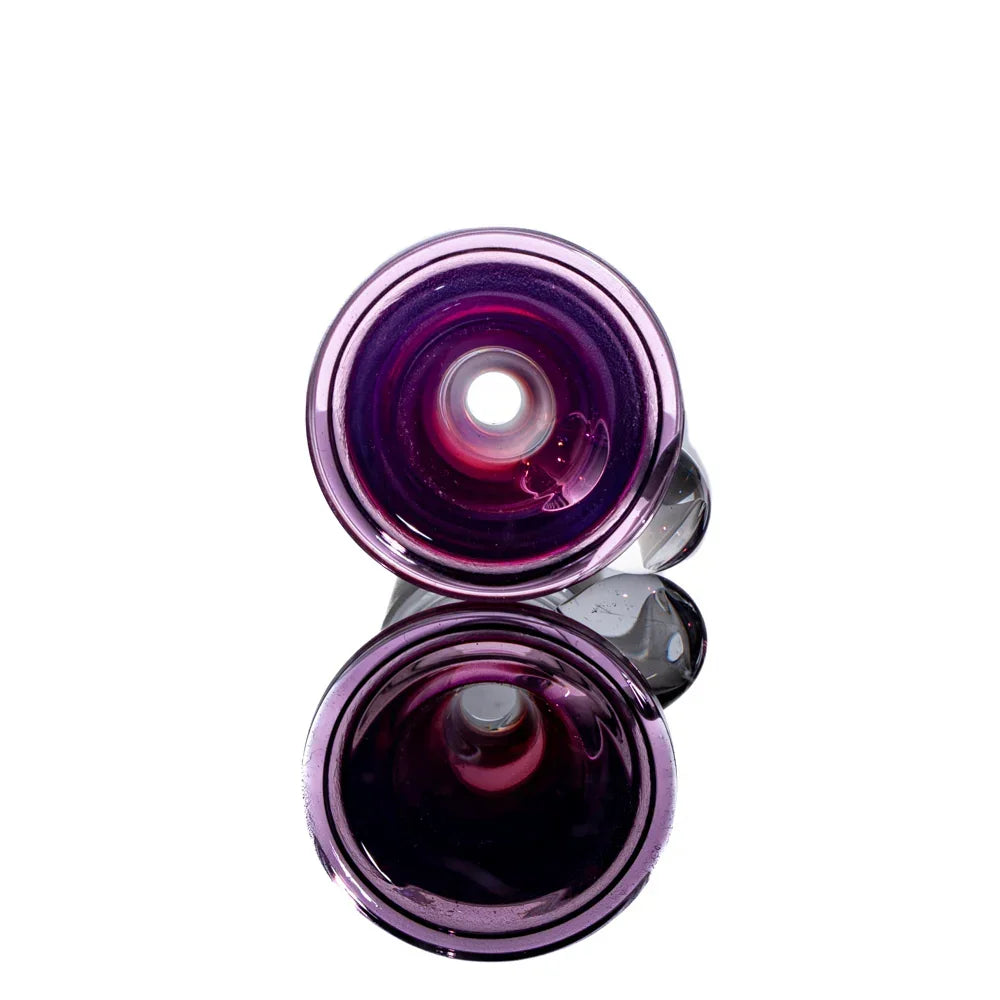 Purple glass bowl with clear handle, 18mm size, for water pipes or glass accessories