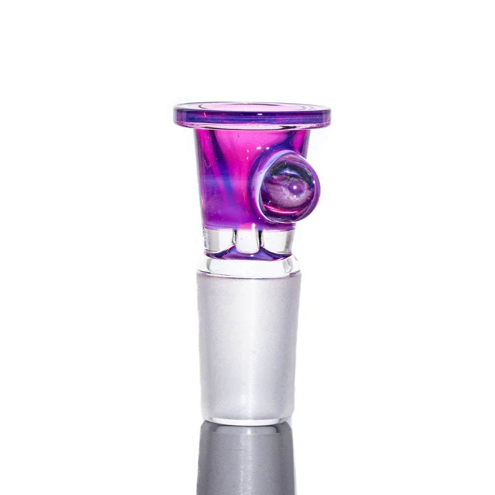 18mm pink and purple glass bowl slide with marble accent for water pipes