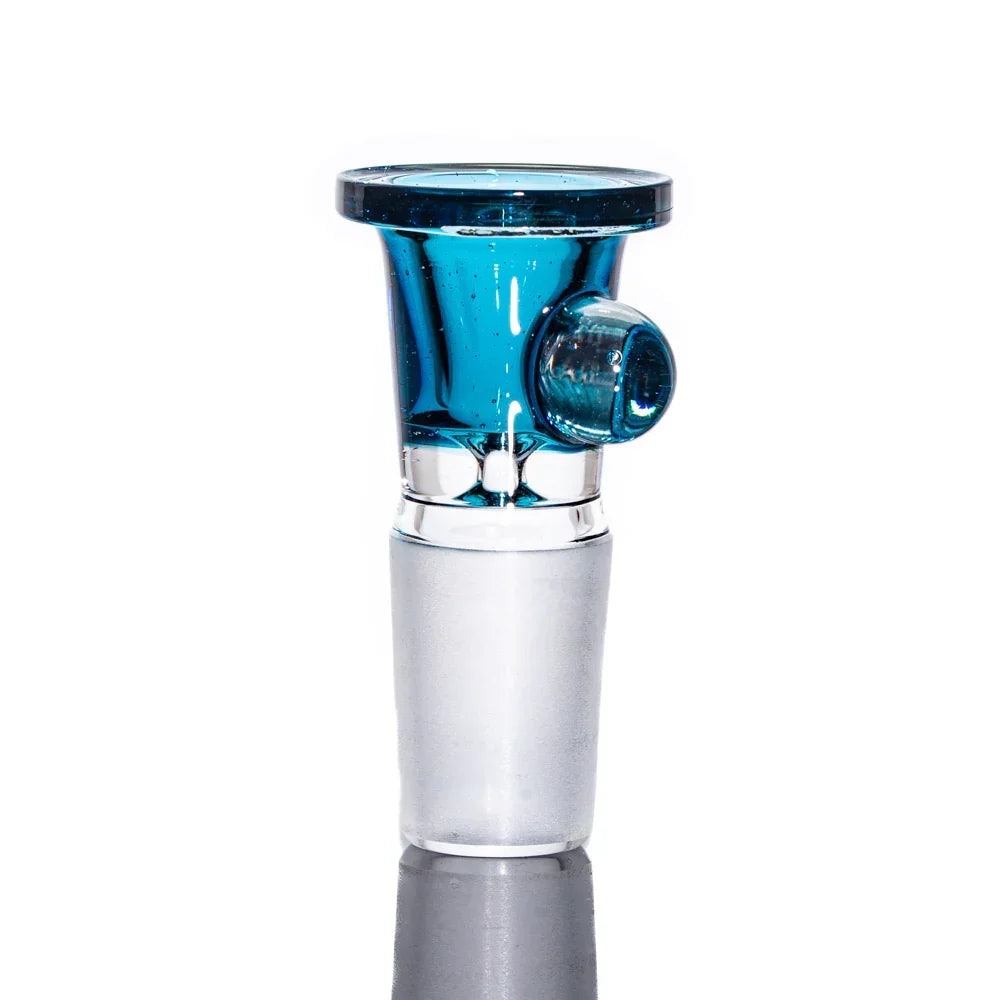 Blue 18mm glass slide bowl with rain drop design for water pipes