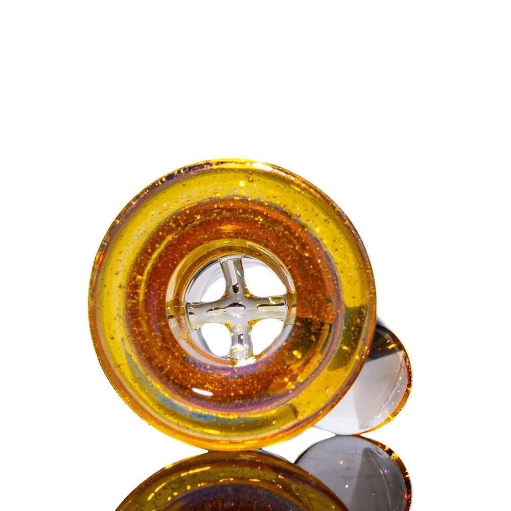 Amber purple glass slide with four-hole design for water pipe, reflective surface