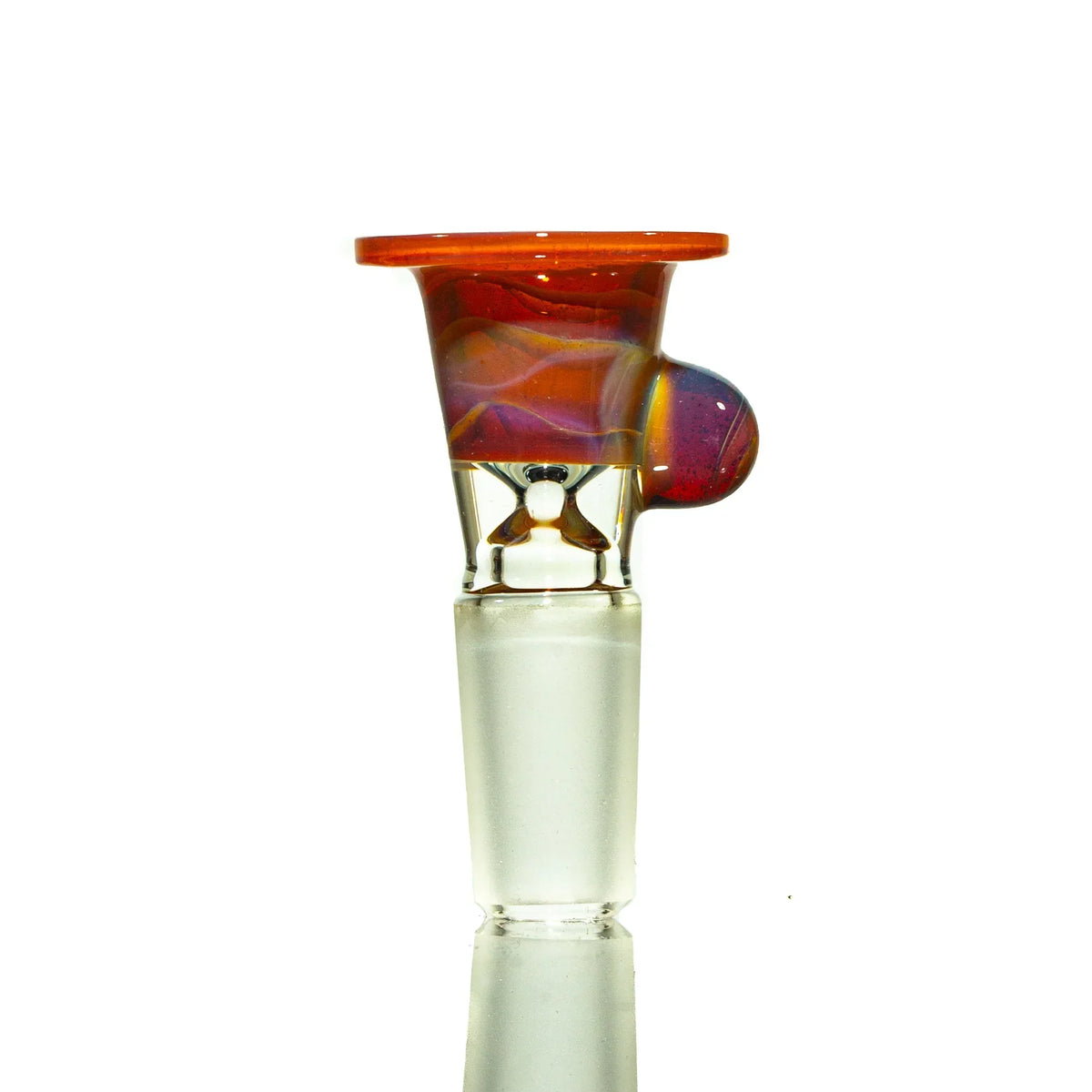 Apricot-colored 14mm glass slide bowl with side handle for water pipe or bong