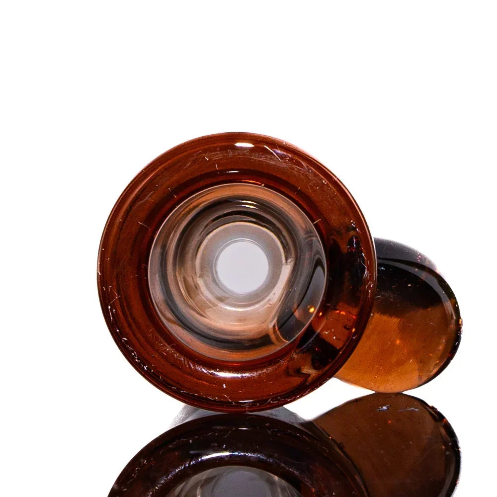 Light brown glass 14mm martini slide bowl for water pipe, front view on white background