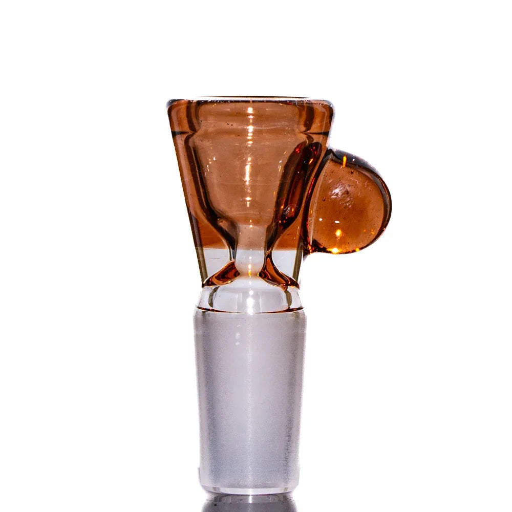 Light brown 14mm glass martini slide with side handle for water pipe