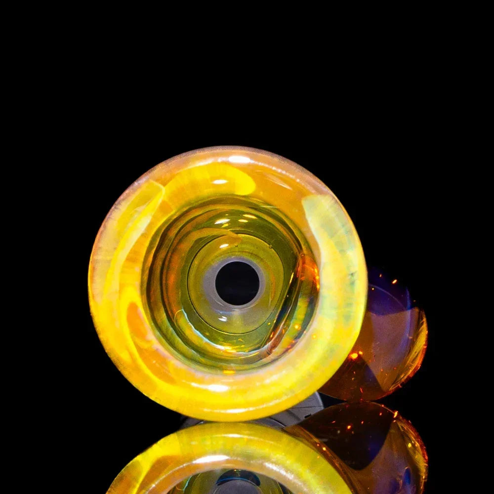 Yellow glass 14mm martini slide bowl with reflective black background