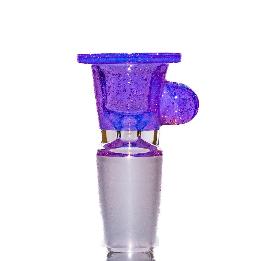 Pink Slyme 18mm glass slide bowl with textured, marbled design and clear joint
