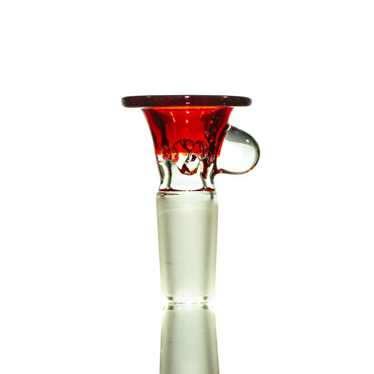 Red and clear 14mm glass bowl slide with handle for water pipe or bong