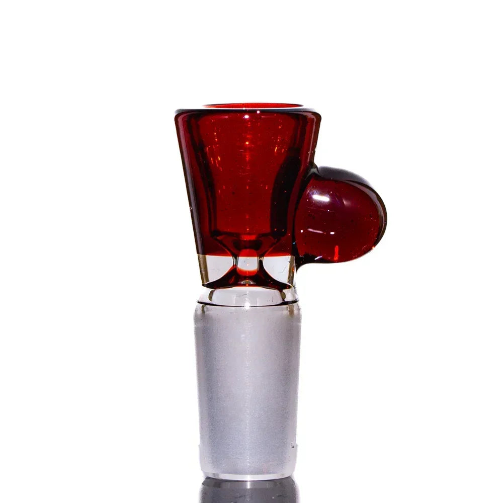 Ruby red glass 14mm martini slide bowl with clear handle for water pipe