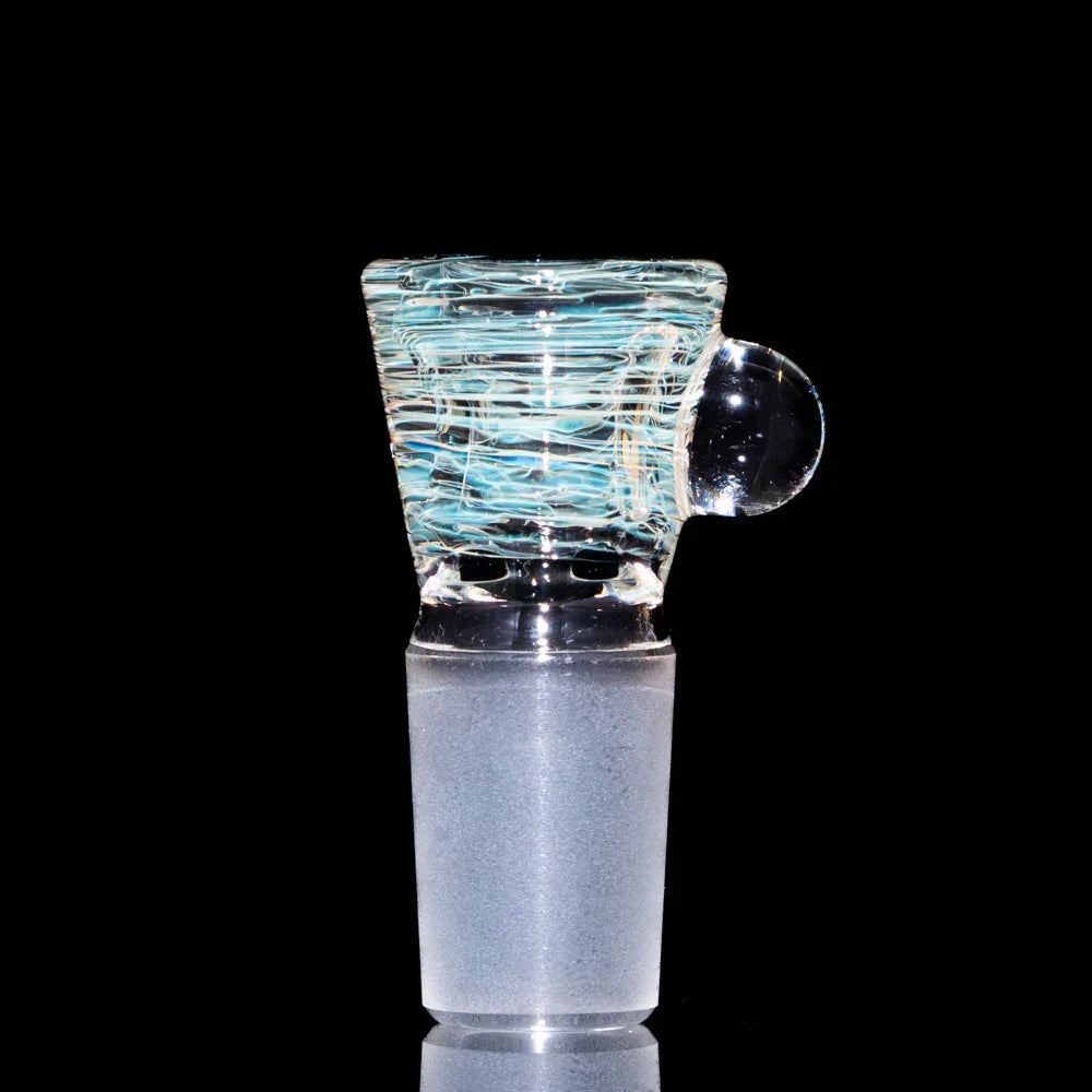 Silver fume wrap 18mm glass bowl slide with four-hole martini design on black background