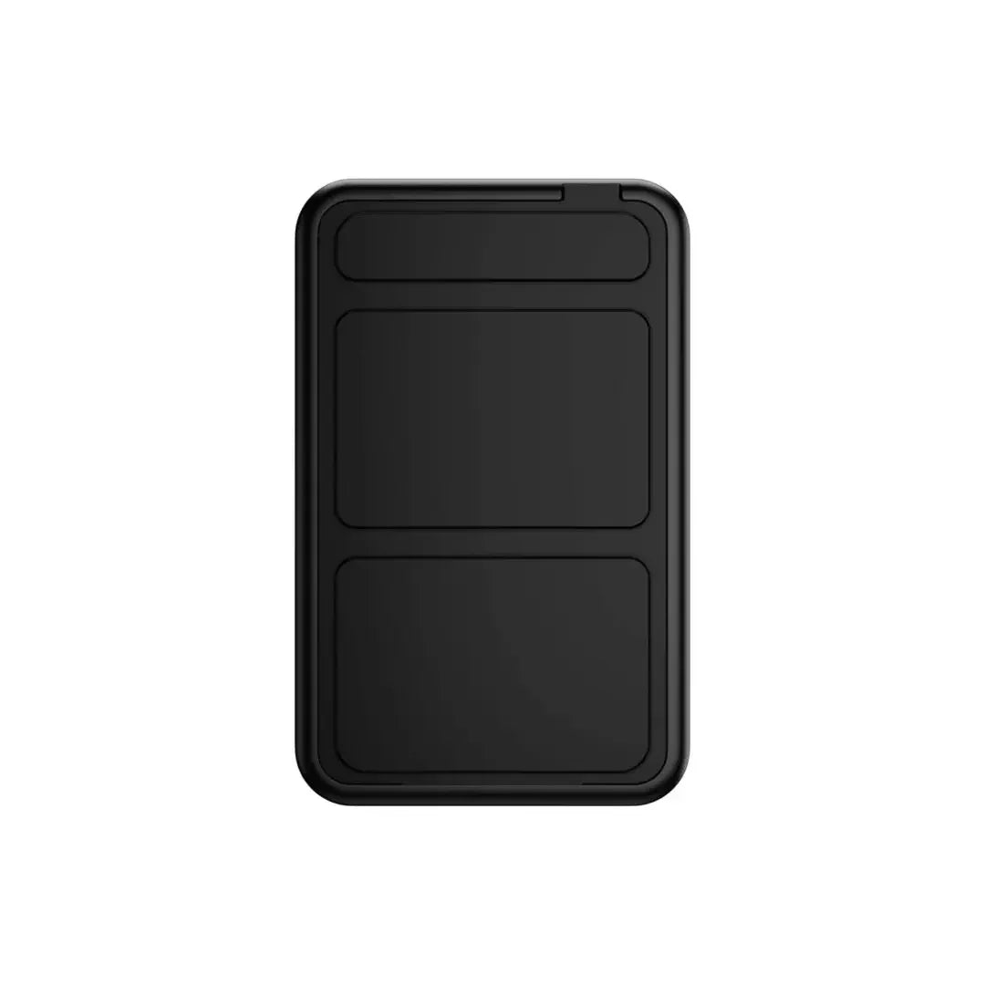 Black rectangular storage container with a minimalist design on white background