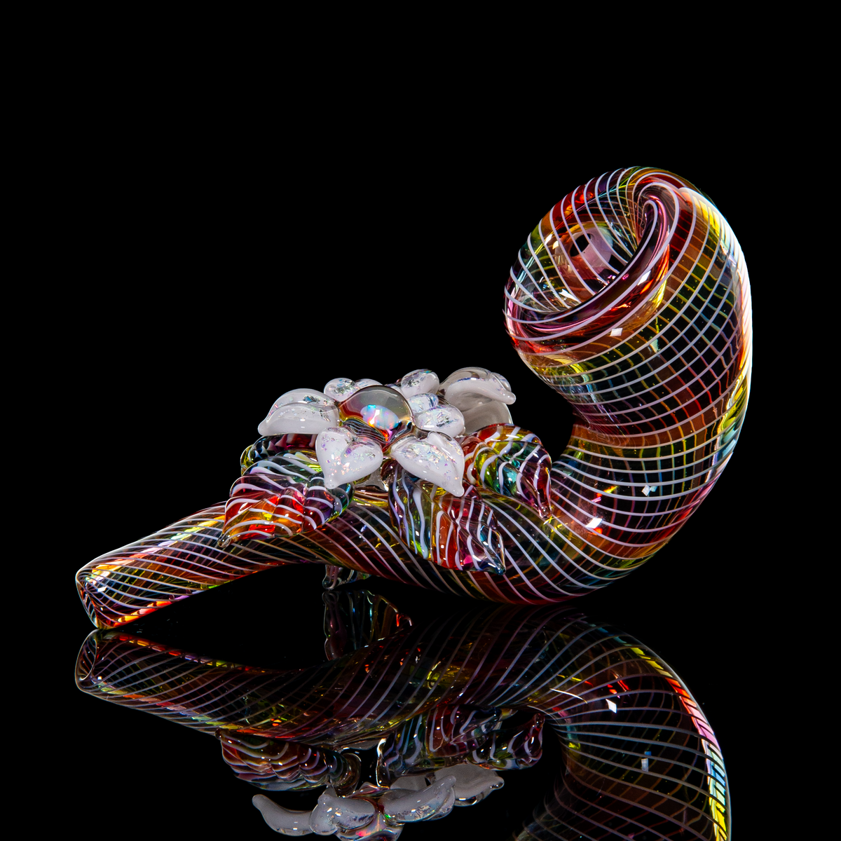 Mars Glassworks x Karma - Rainbow Dichro Flower & Opal Sherlock